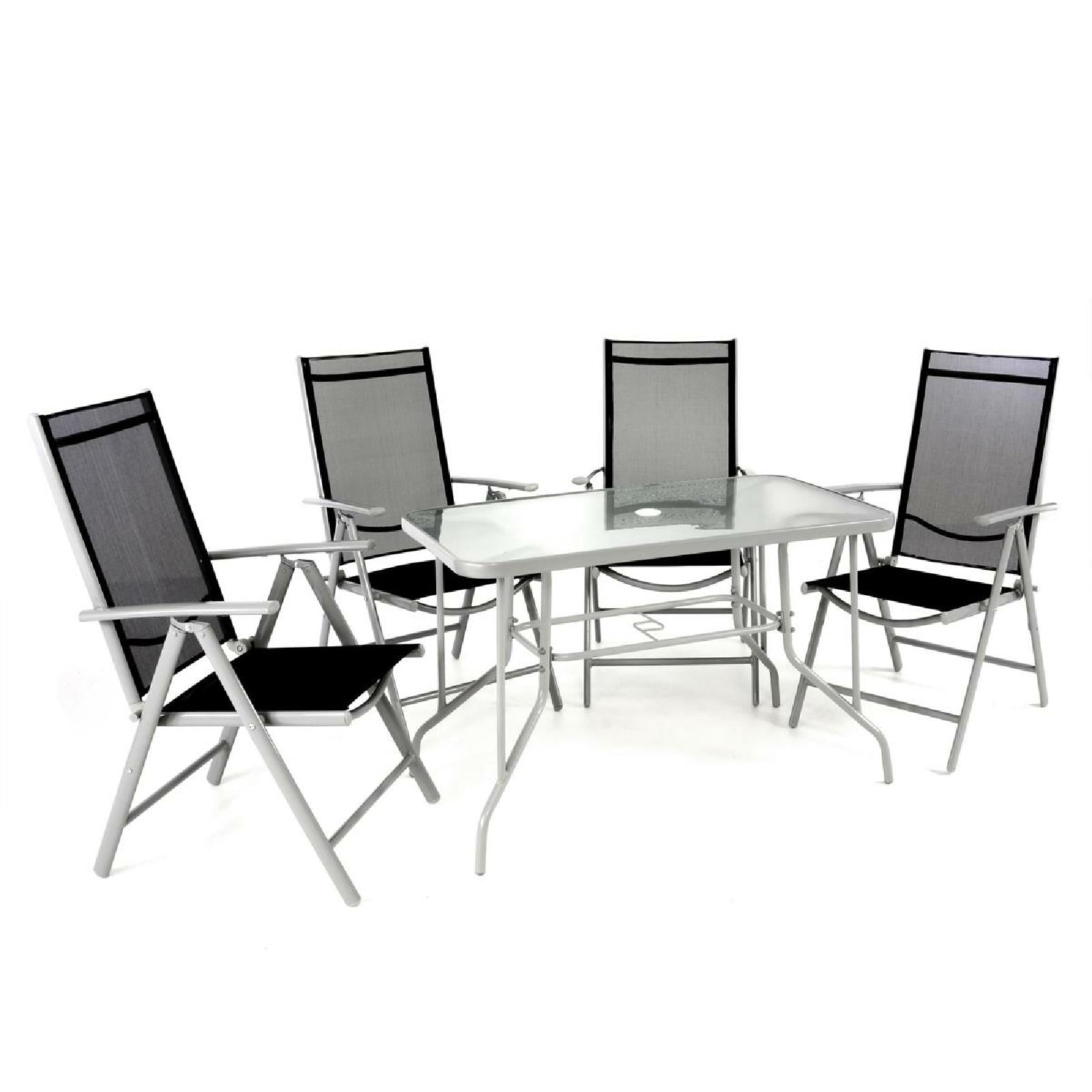 VCM 5-tlg. Set Gartenm&ouml;belset | Klappst&uuml;hle | Gartengarnitur | Glastisch | Sitzgruppe | Garten-Set - Bild 1