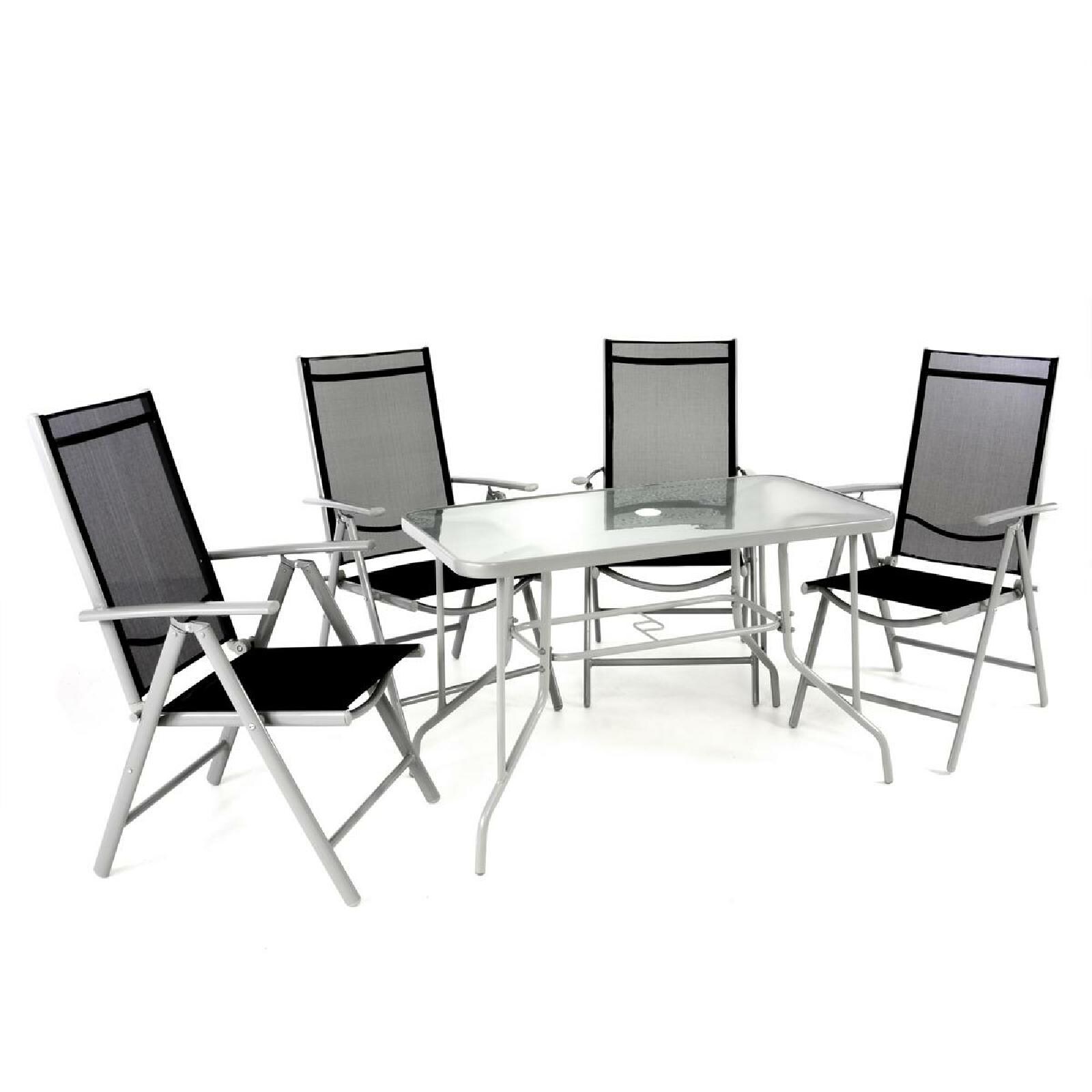 VCM 5-tlg. Set Gartenmöbelset   Klappstühle   Gartengarnitur   Glastisch   Sitzgruppe   Garten-Set | 04051814396243