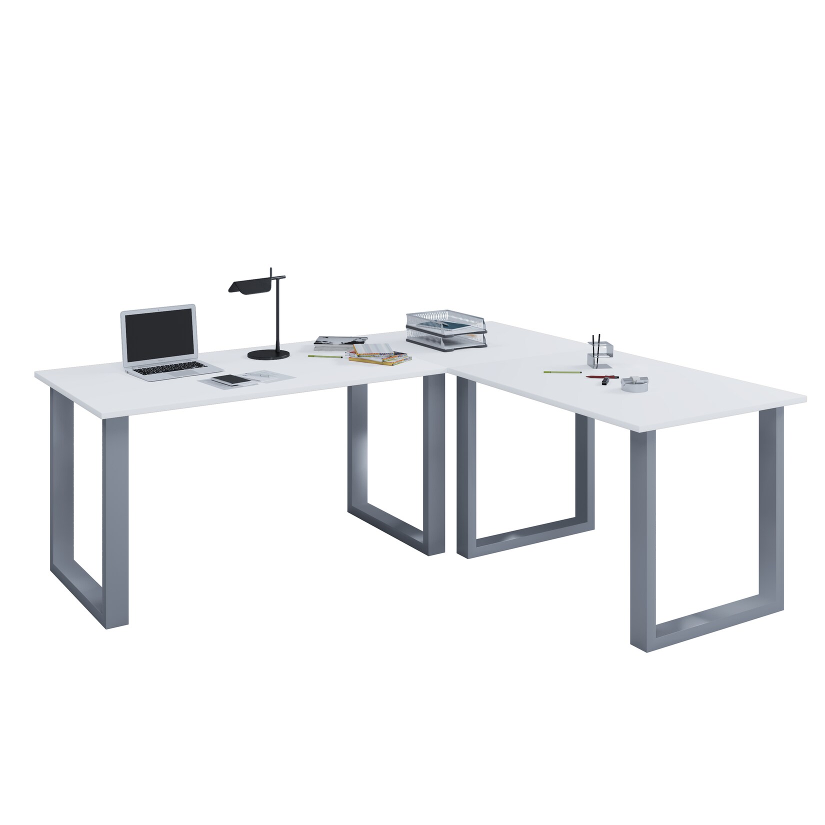VCM VCM Holz Schreibtisch Eckschreibtisch schlicht 220x220 L Form links oder rechts Arbeitstisch Platte 80 cm tief Computertisch Büromöbel - Lona U
