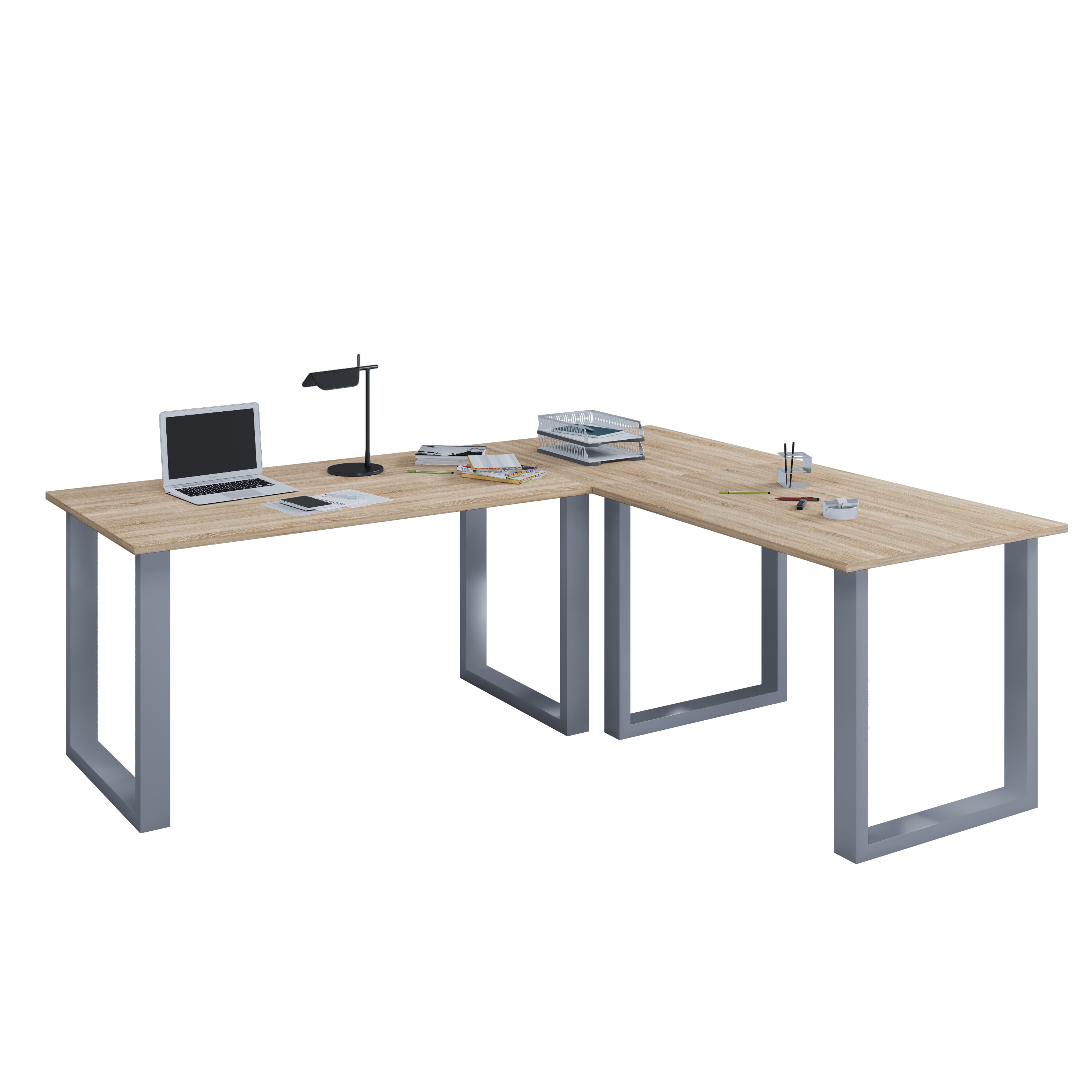 VCM VCM Holz Schreibtisch | Eckschreibtisch schlicht | 220x220 | L Form links oder rechts | Arbeitstisch Platte 80 cm tief | Computertisch B&uuml;rom&ouml;bel - Lona U - Bild 1