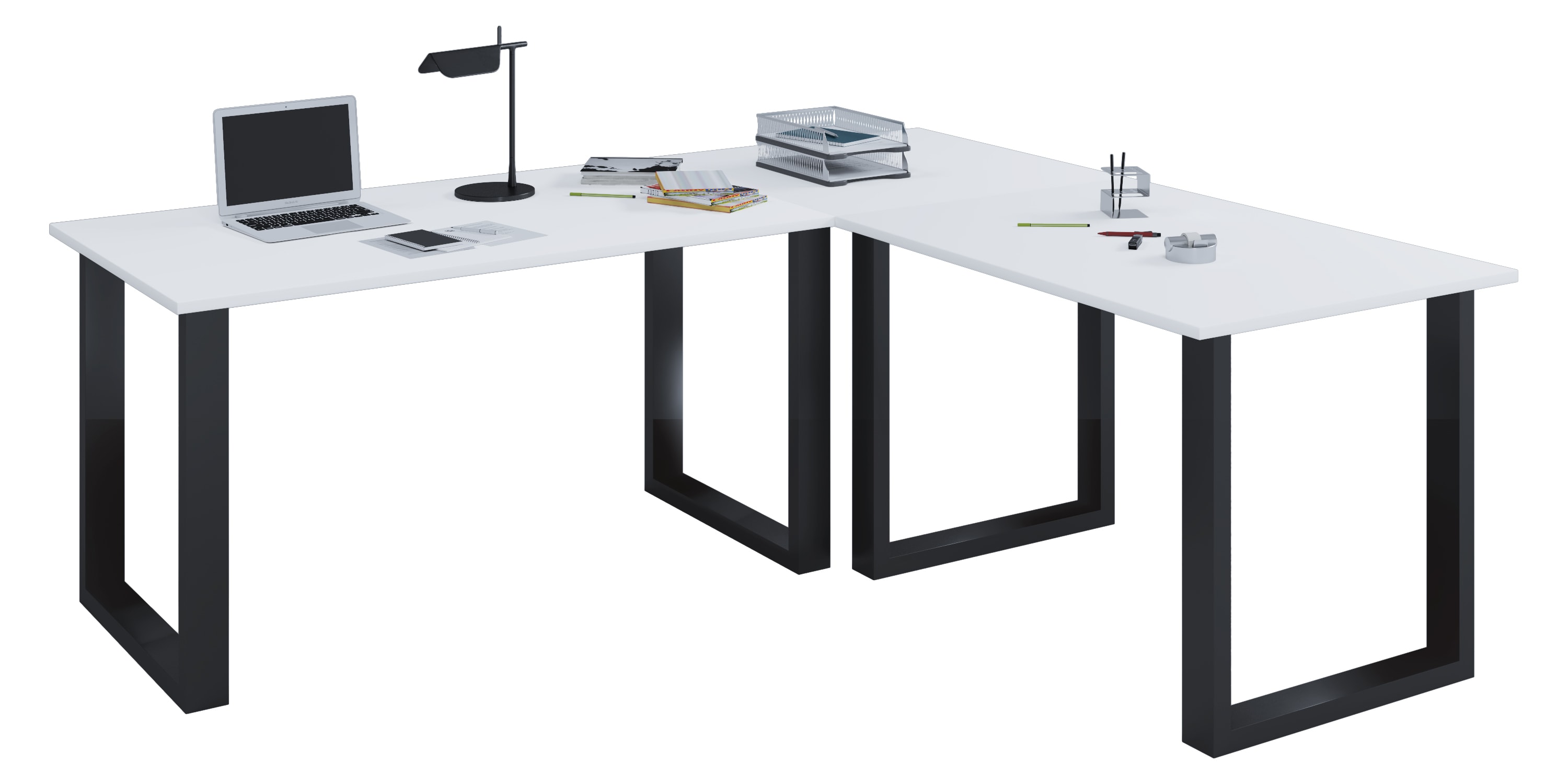 VCM VCM Holz Schreibtisch | Eckschreibtisch schlicht | 190x190 | L Form links oder rechts | Arbeitstisch Platte 80 cm tief | Computertisch B&uuml;rom&ouml;bel - Lona U - Bild 1