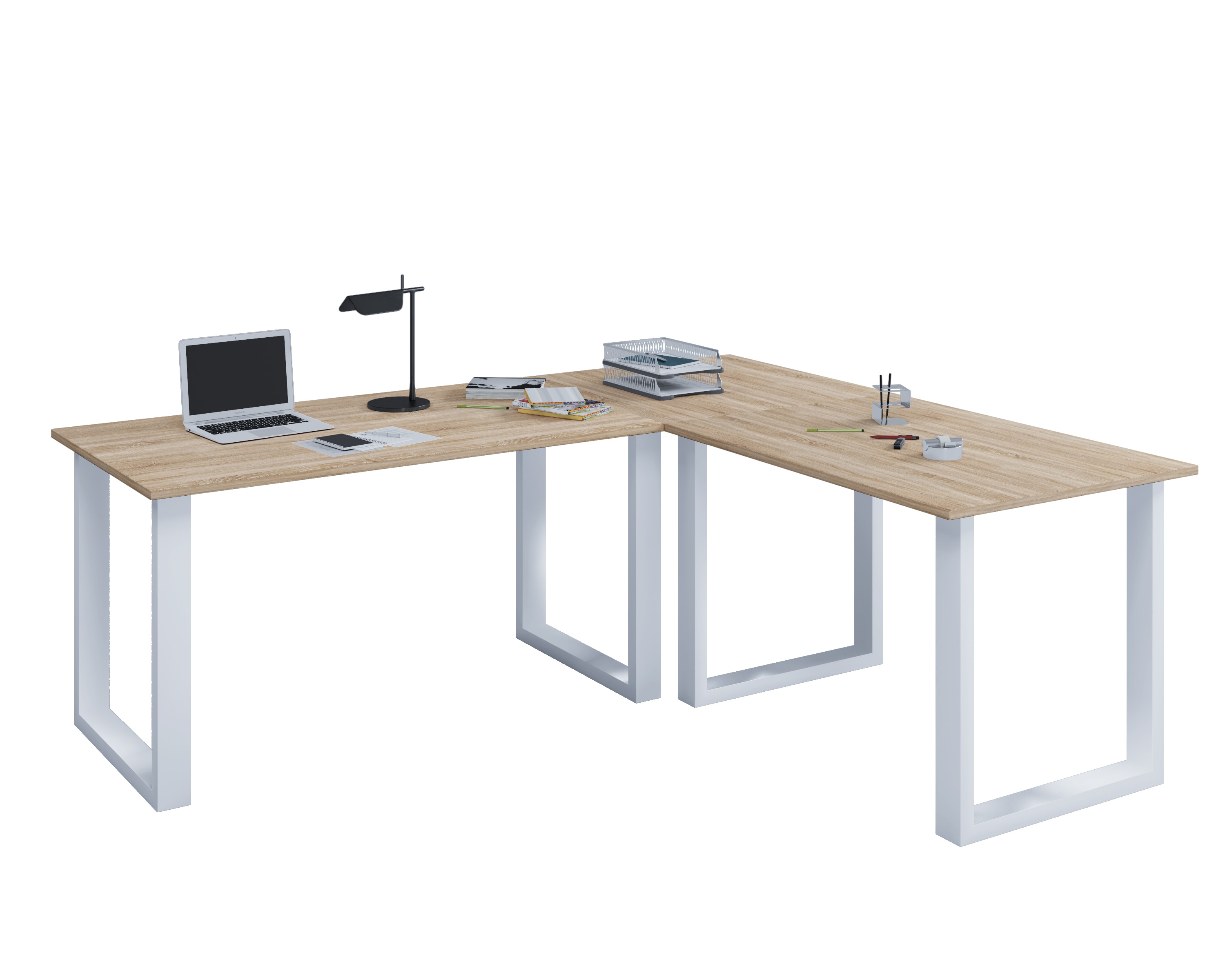 VCM VCM Holz Schreibtisch | Eckschreibtisch schlicht | 160x130 | L Form links oder rechts | Arbeitstisch Platte 50 cm tief | Computertisch B&uuml;rom&ouml;bel - Lona U - Bild 1