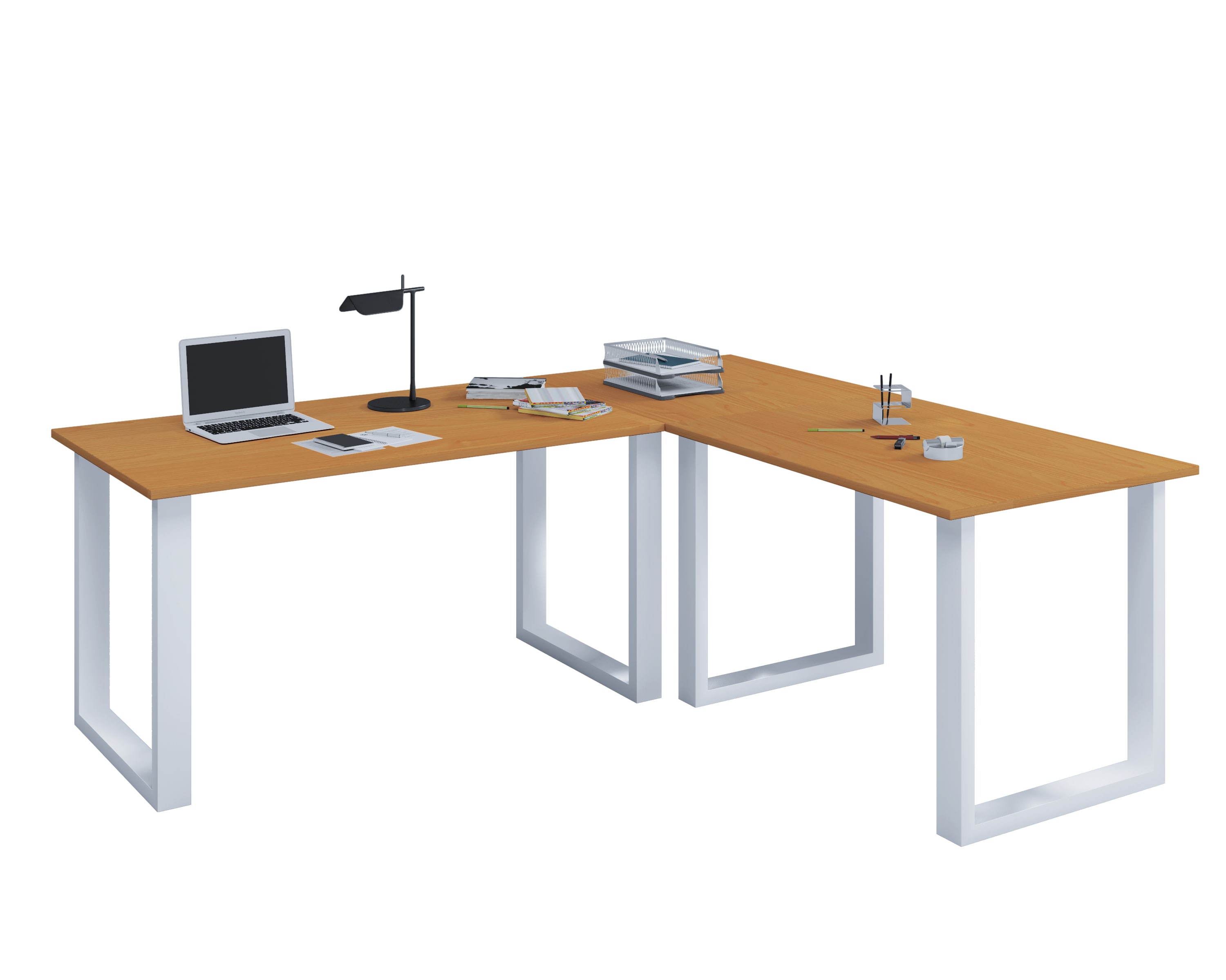 VCM VCM Holz Schreibtisch | Eckschreibtisch schlicht | 190x130 | L Form links oder rechts | Arbeitstisch Platte 50 cm tief | Computertisch B&uuml;rom&ouml;bel - Lona U - Bild 1