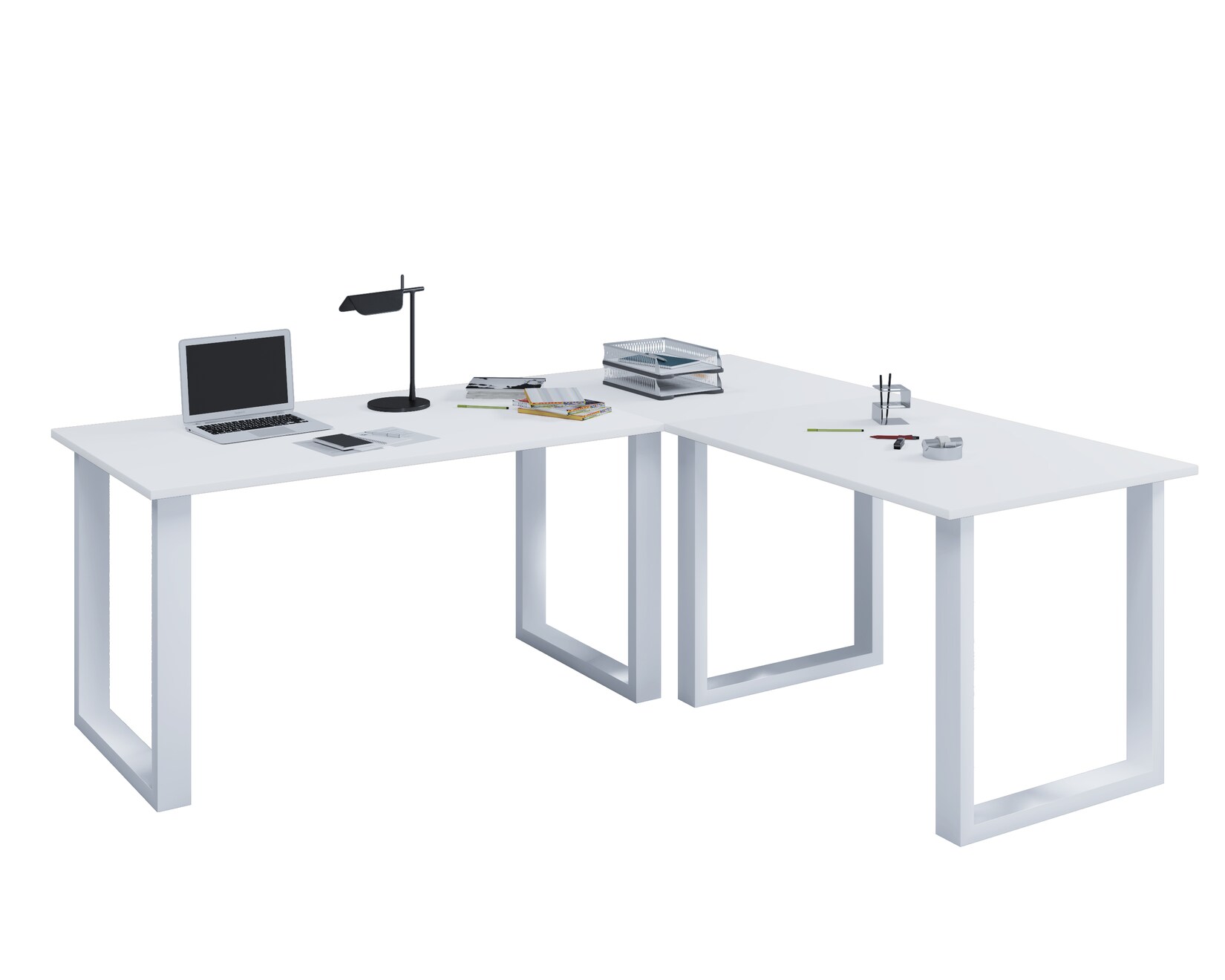 VCM VCM Holz Schreibtisch Eckschreibtisch schlicht 190x190 L Form links oder rechts Arbeitstisch Platte 80 cm tief Computertisch Büromöbel - Lona U