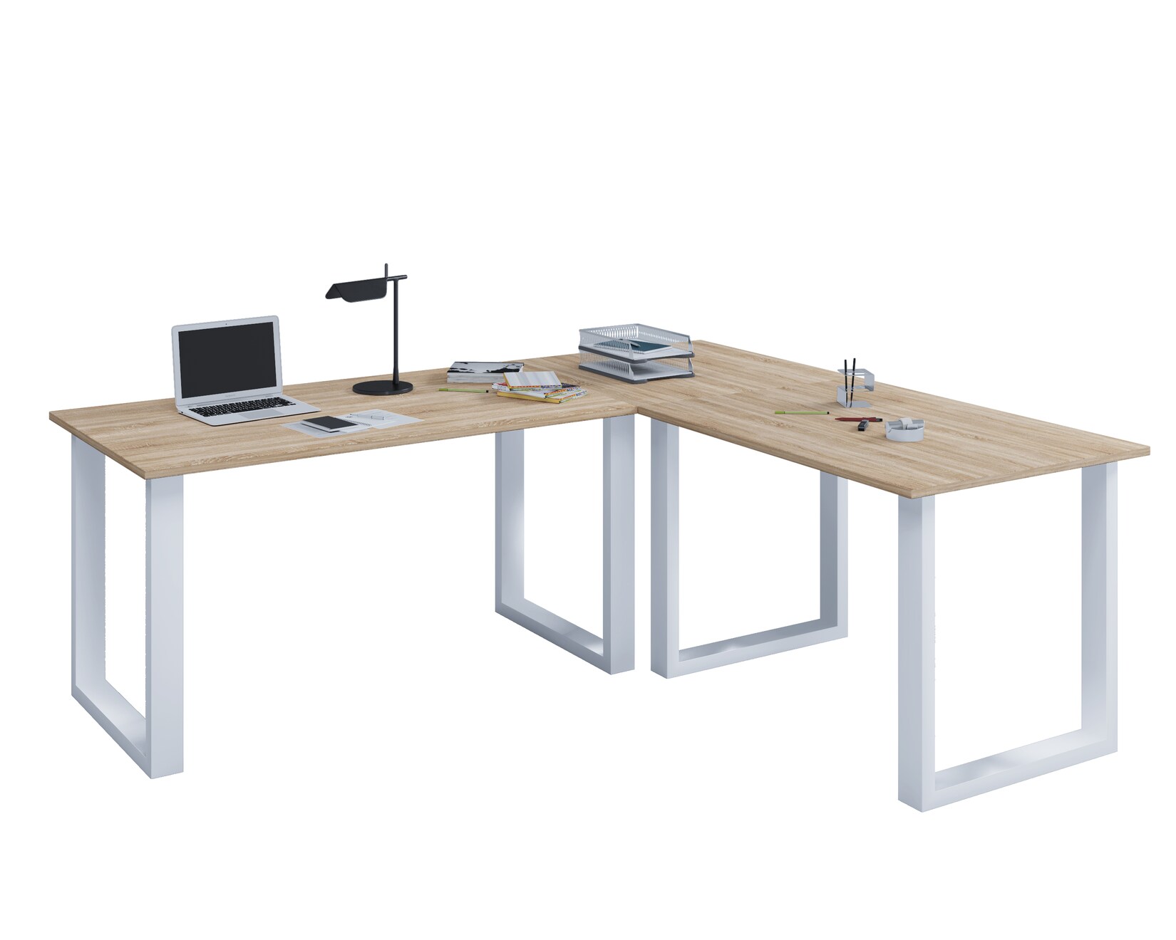 VCM VCM Holz Schreibtisch Eckschreibtisch schlicht 190x190 L Form links oder rechts Arbeitstisch Platte 80 cm tief Computertisch Büromöbel - Lona U