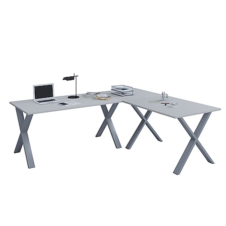 VCM Eckschreibtisch Schreibtisch Computer Winkeltisch Lona T. 80 cm X  Silber online kaufen bei Netto