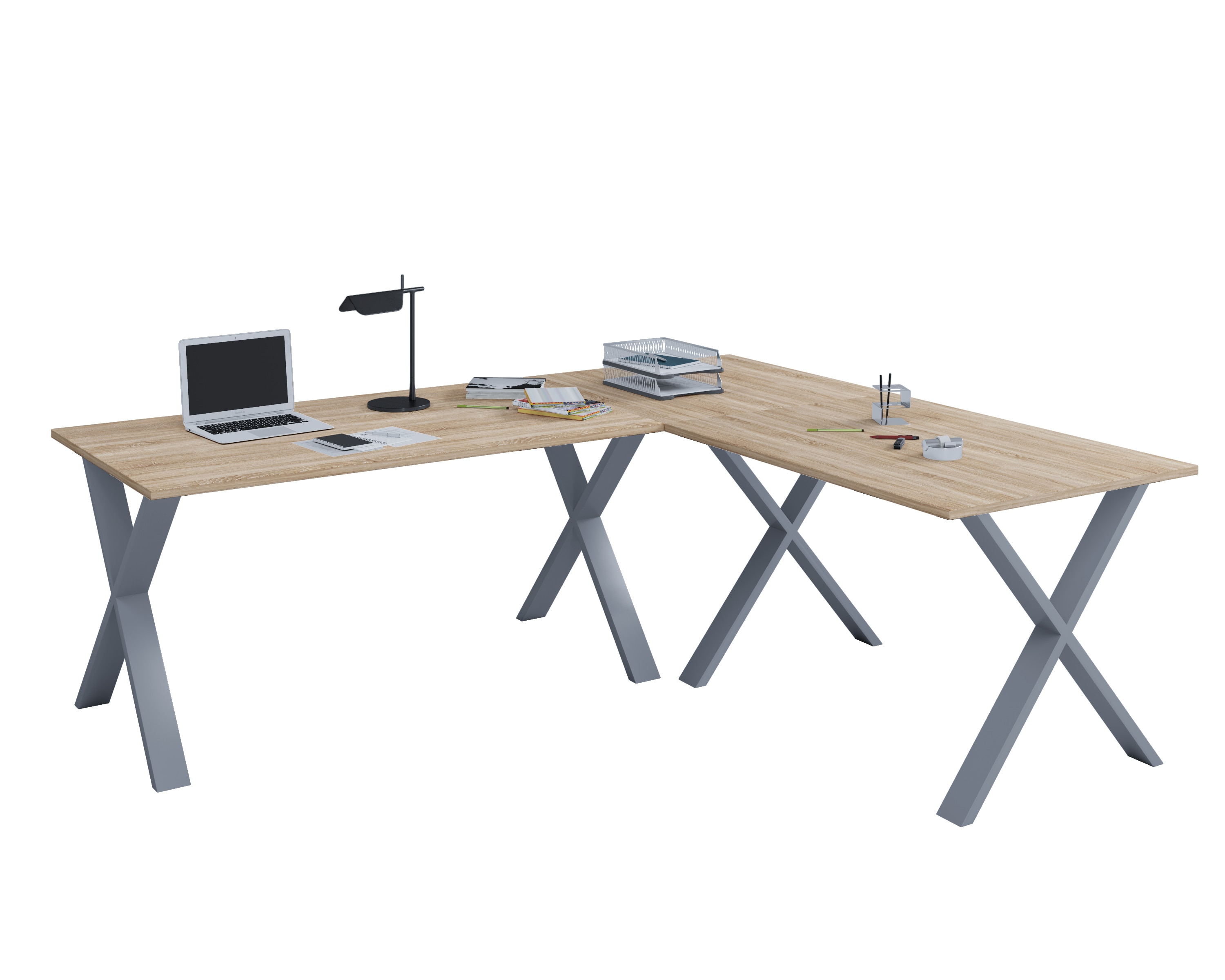 VCM VCM Holz Schreibtisch | Eckschreibtisch schlicht | 190x160 | L Form links oder rechts | Arbeitstisch Platte 80 cm tief | Computertisch B&uuml;rom&ouml;bel - Lona X - Bild 1