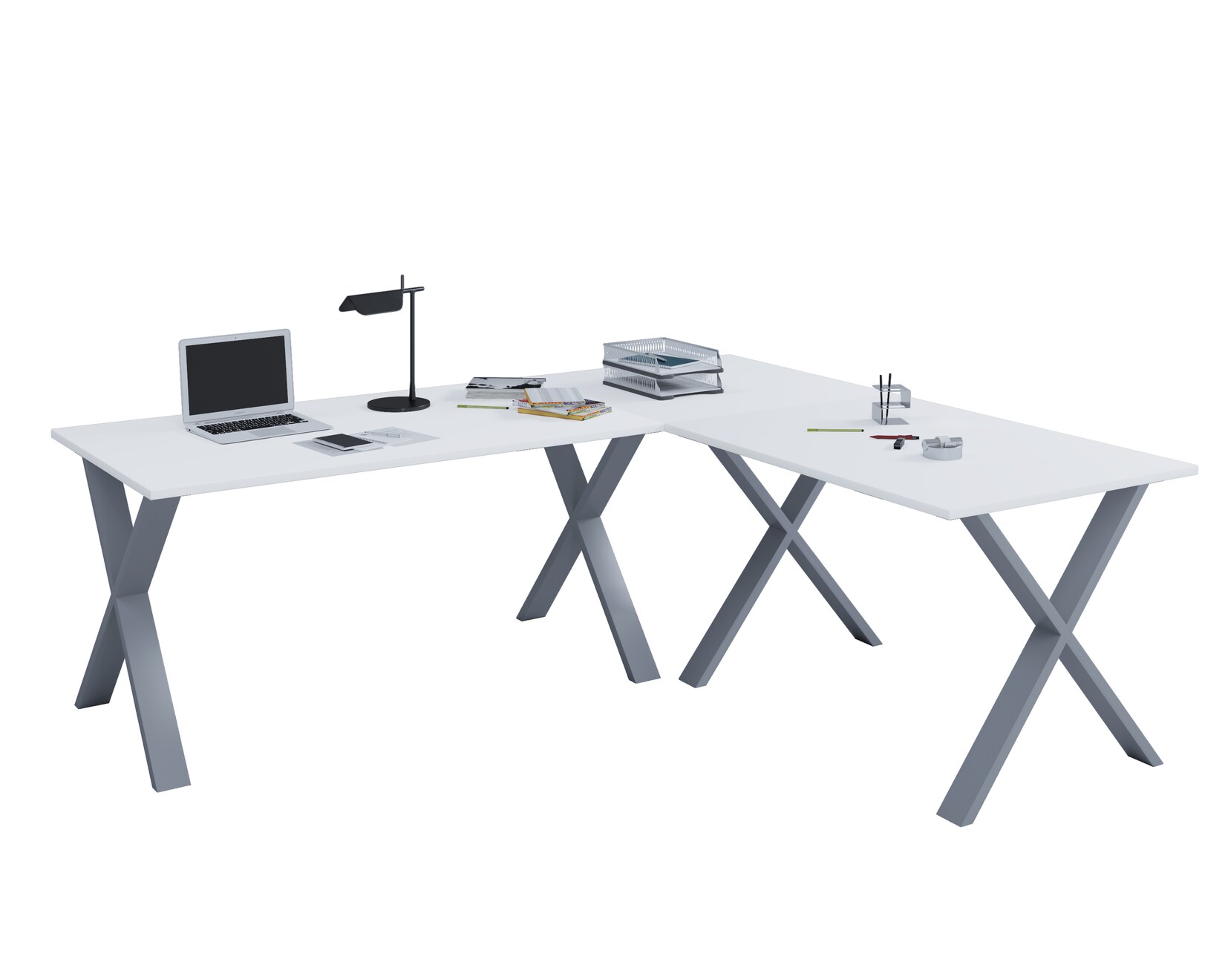 VCM VCM Holz Schreibtisch Eckschreibtisch schlicht 220x190 L Form links oder rechts Arbeitstisch Platte 80 cm tief Computertisch Büromöbel - Lona X