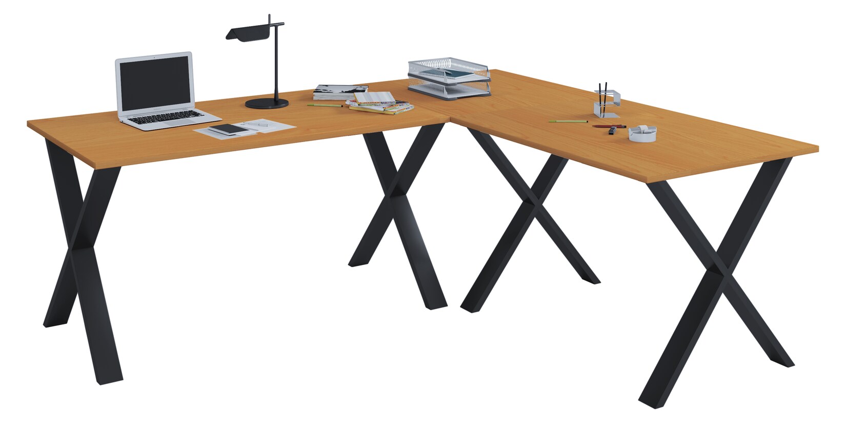 VCM VCM Holz Schreibtisch   Eckschreibtisch schlicht   130x130   L Form links oder rechts   Arbeitstisch Platte 50 cm tief   Computertisch Büromöbel - Lona X