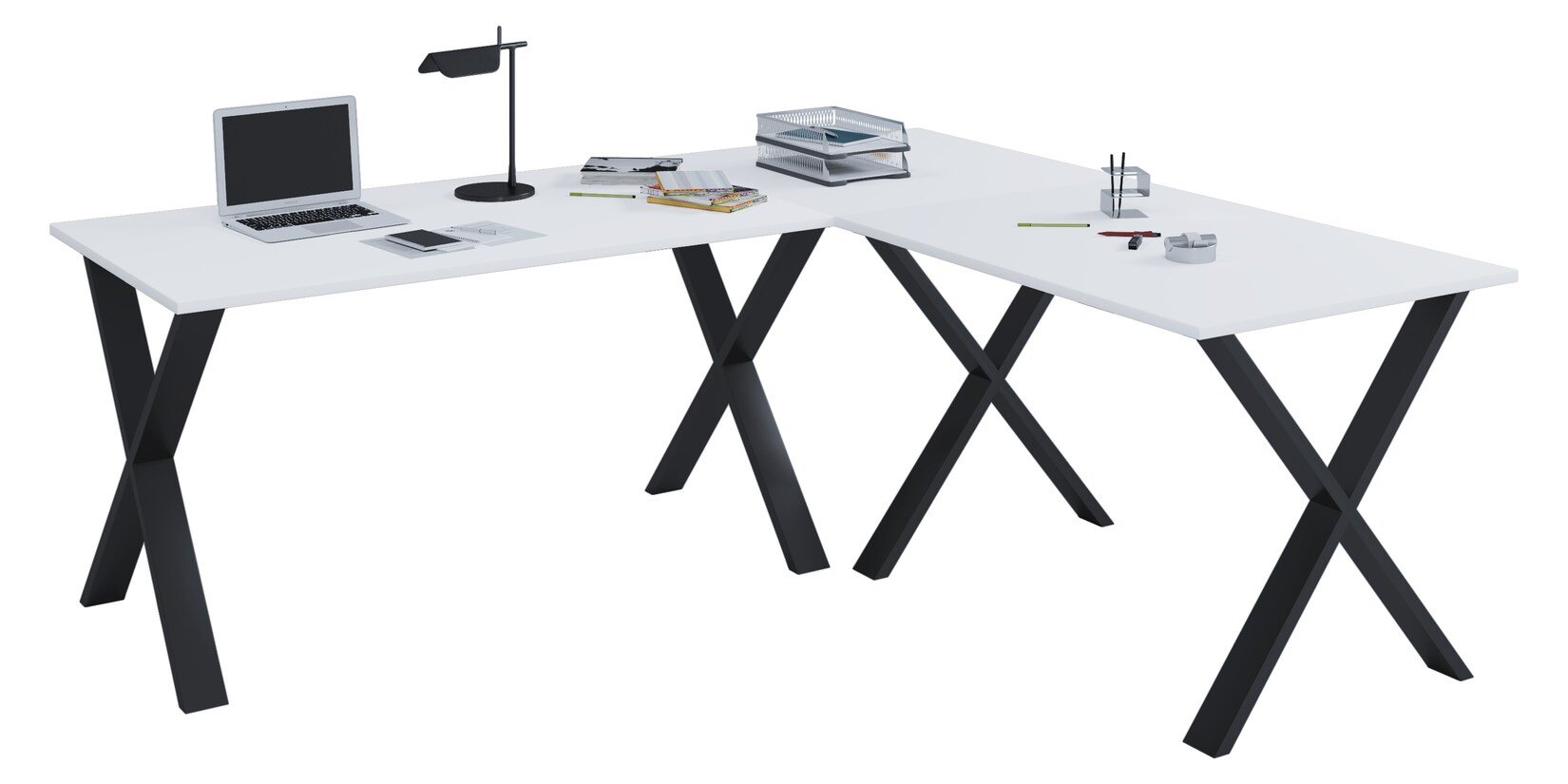 VCM VCM Holz Schreibtisch Eckschreibtisch schlicht 220x190 L Form links oder rechts Arbeitstisch Platte 80 cm tief Computertisch Büromöbel - Lona X
