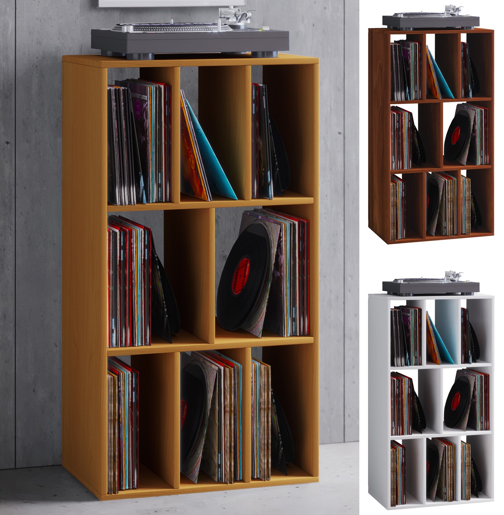 VCM Holz Schallplattenregal Raumteiler Maße H. 120 x B. 60 x T. 40 cm Medienregal - Schaltino