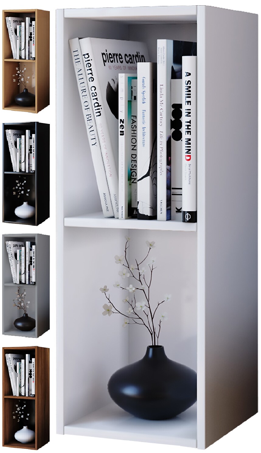 VCM Holz CD DVD Regal | Aufbewahrung | Ma&szlig;e H. 72 x B. 34 x T. 30 cm | Deko Regal | B&uuml;cherregal - Mendas 2 F&auml;cher - Bild 1