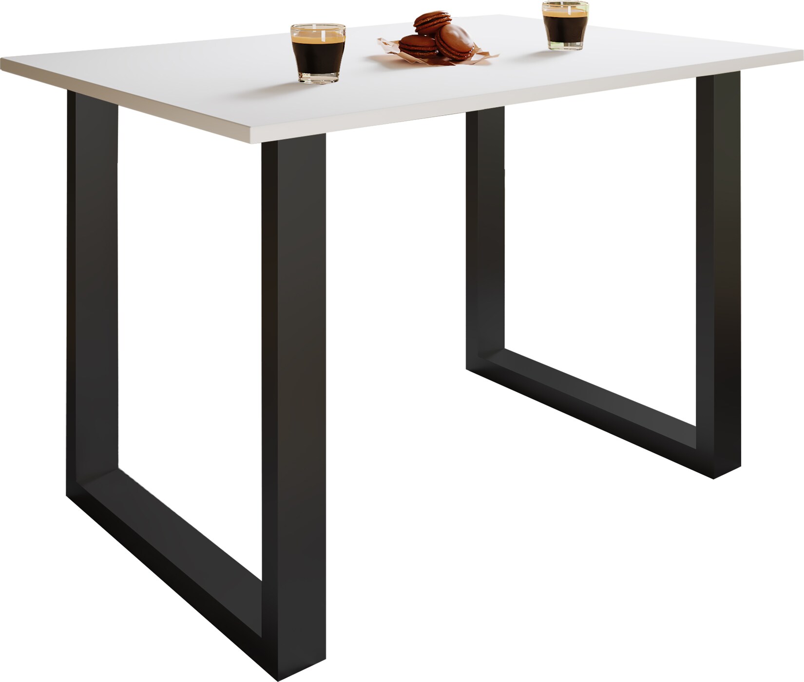 VCM Holzesstisch H. 76 x B. 140 x T. 50 cm hochwertiges und massives Fußgestell Füße aus Eisen Küchentisch - Xona U