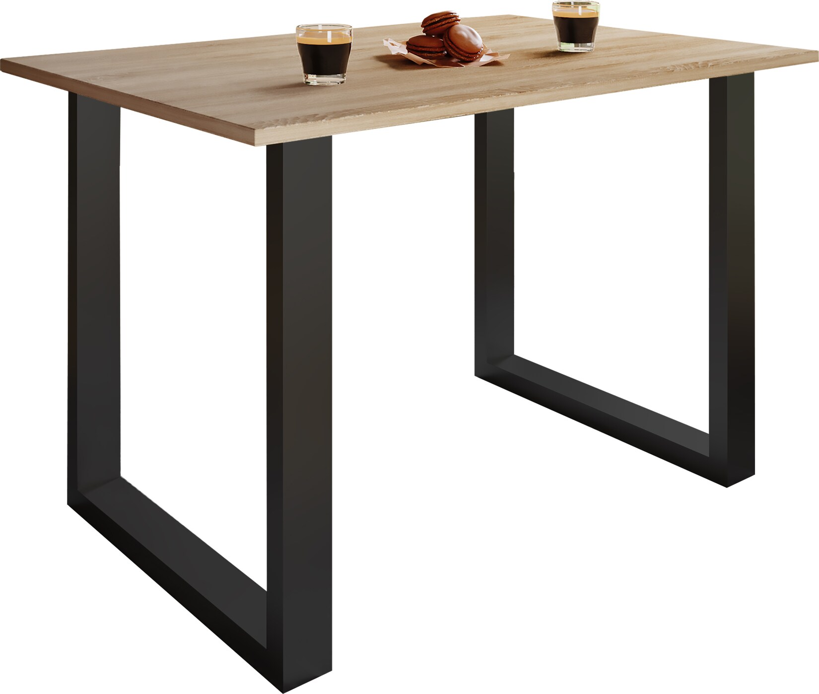 VCM Holzesstisch H. 76 x B. 140 x T. 50 cm hochwertiges und massives Fußgestell Füße aus Eisen Küchentisch - Xona U