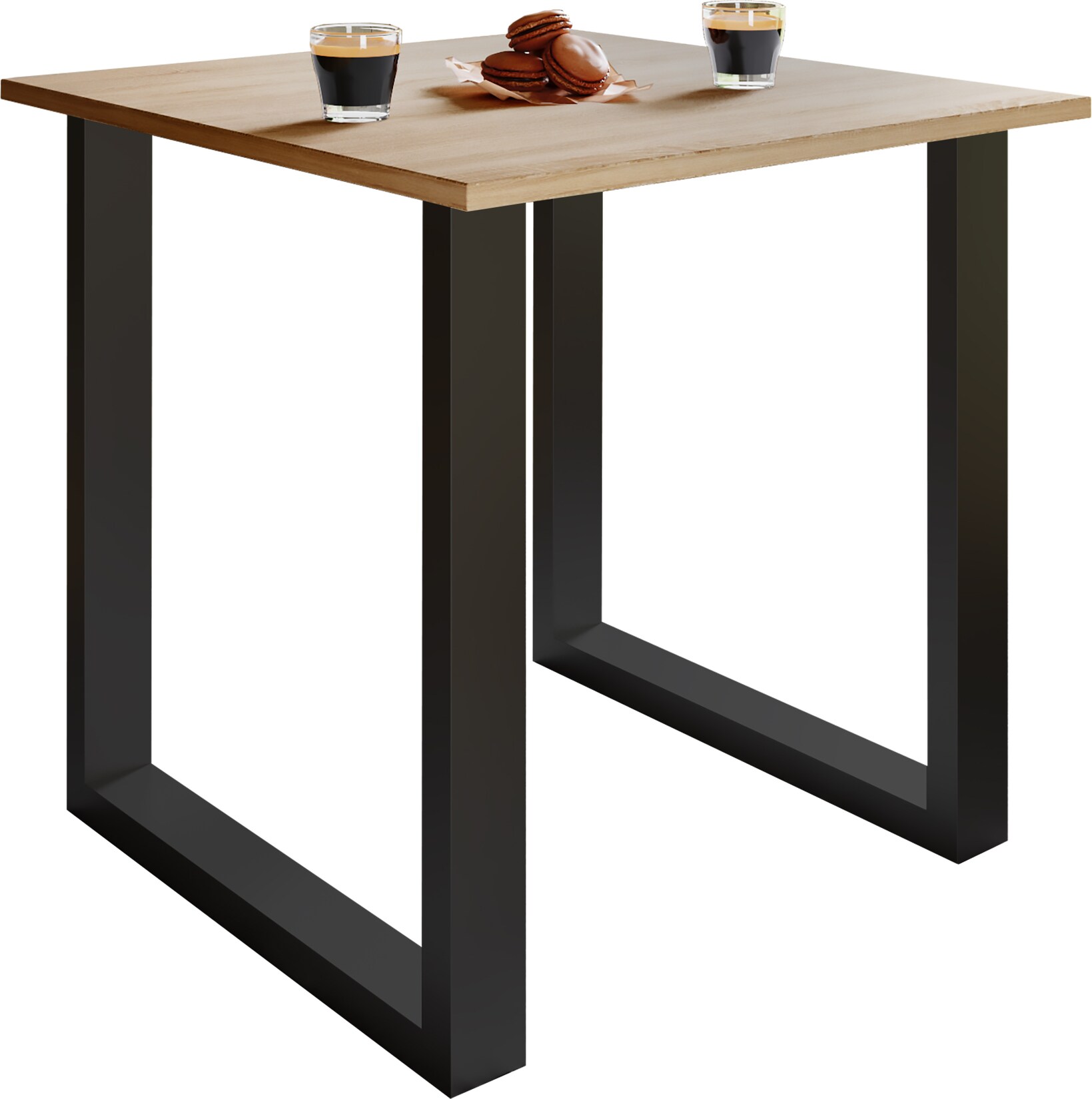 VCM Holzesstisch H. 76 x B. 80 x T. 80 cm hochwertiges und massives Fußgestell Füße aus Eisen Küchentisch - Xona U
