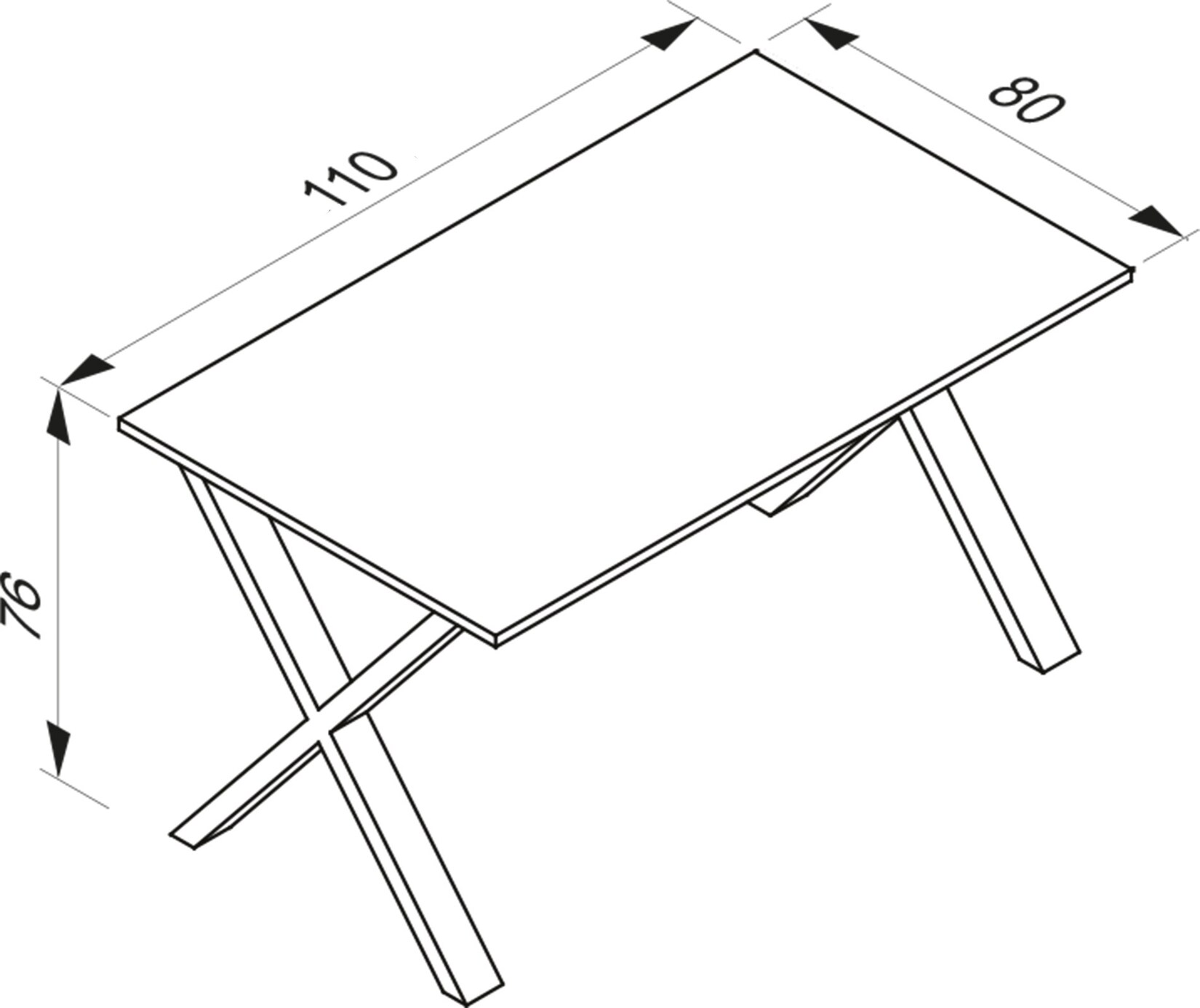 VCM Premium Holz Esstisch H. 76 x B. 110 x T. 80 cm Küchentisch Speisetisch Tisch Xona X