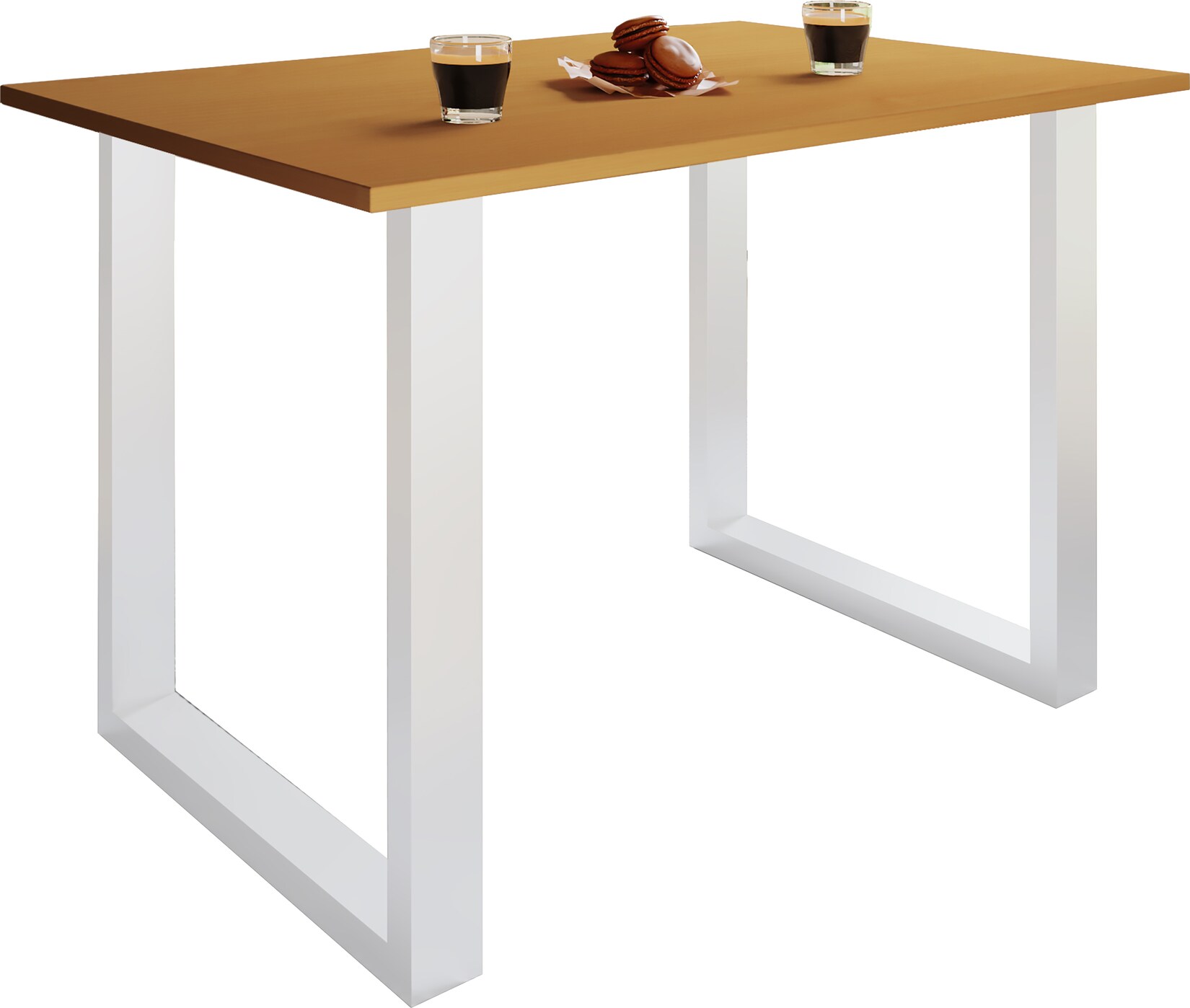 VCM Holzesstisch   H. 76 x B. 110 x T. 80 cm   hochwertiges und massives Fußgestell   Füße aus Eisen   Küchentisch - Xona U