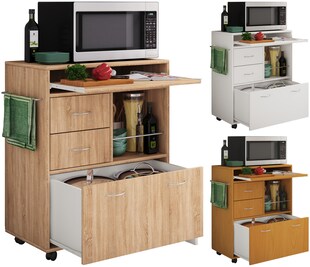 VCM Küchenwagen | Rollwagen mit Schubladen und Ablage | Maße Rollwagen ca. H. 86 x B. 70 x T. 40 cm | rollbar | Servierwagen Kicha - Bild 1