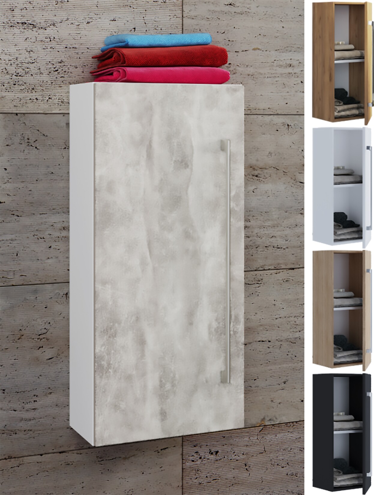 VCM Holz Holz Wandregal   Midischrank   Maße: H. 75 x B. 33 x T. 22 cm    1 hohe Tür – Badinos D | 04051814403521