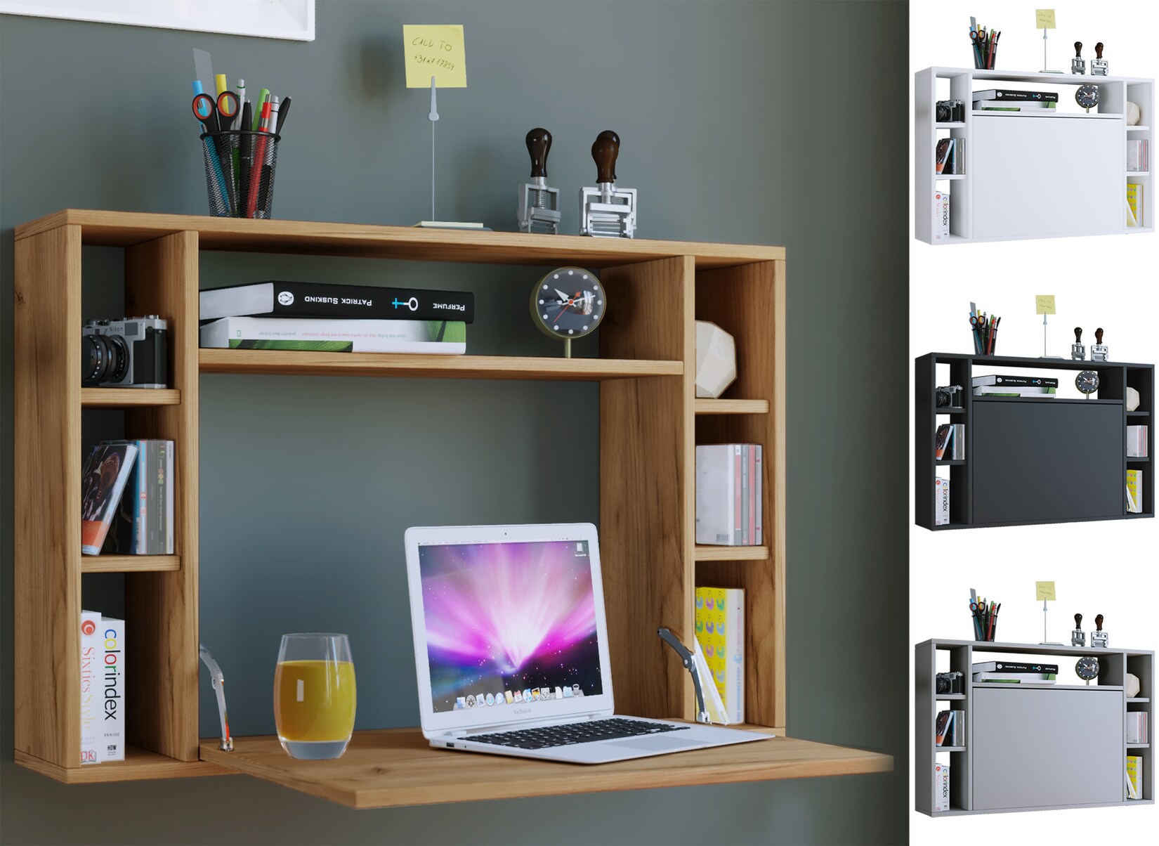 VCM Computertisch hängend   Klapptisch   Wandschreibtisch   Maße ca. H. 60 x B. 90 x T. 20 cm   Schreibtisch – Wandila | 04051814403613