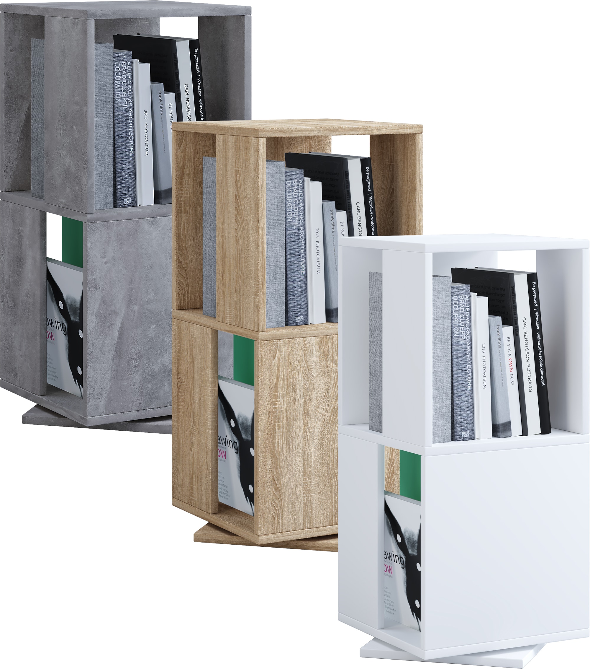 VCM Holzregal stehend | B&uuml;cherregal drehbar | Ma&szlig;e ca. H. 74 x B. 34 x T. 34 cm | Elegantes Regal | B&uuml;roregal &ndash; Stifta L - Bild 1