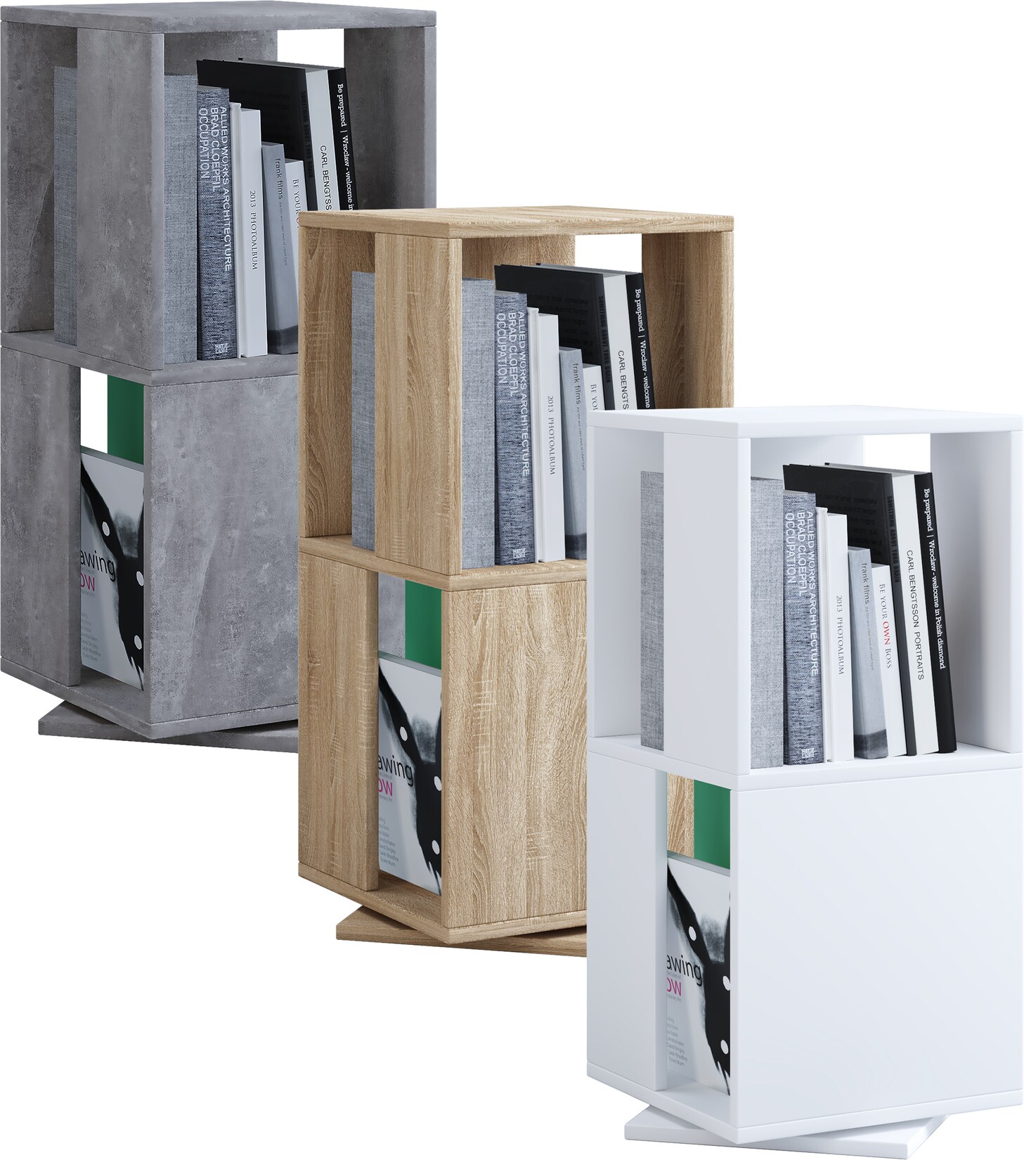 VCM Holzregal stehend   Bücherregal drehbar   Maße ca. H. 74 x B. 34 x T. 34 cm   Elegantes Regal   Büroregal – Stifta L | 04051814403910