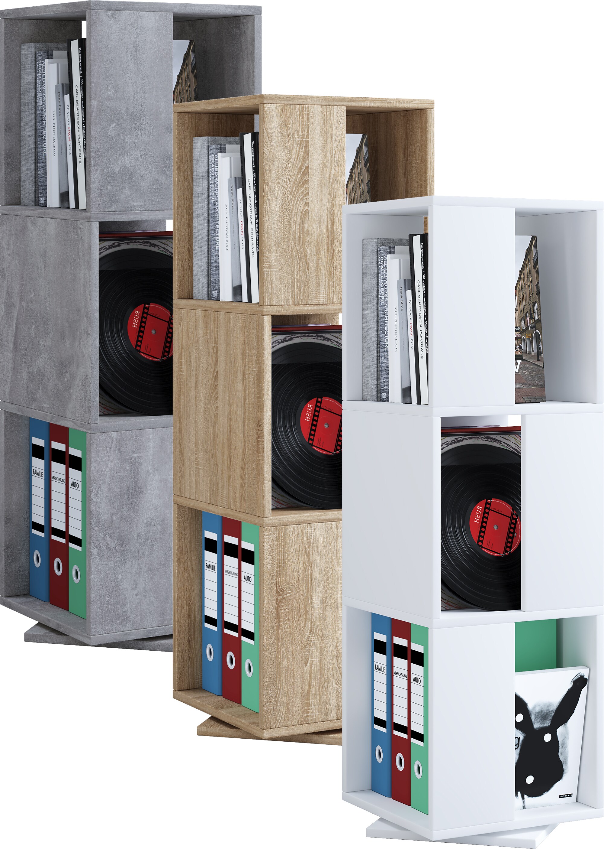 VCM Holzregal stehend | B&uuml;cherregal drehbar | Ma&szlig;e ca. H. 109 x B. 34 x T. 34 cm | Elegantes Regal | B&uuml;roregal &ndash; Stifta XL - Bild 1