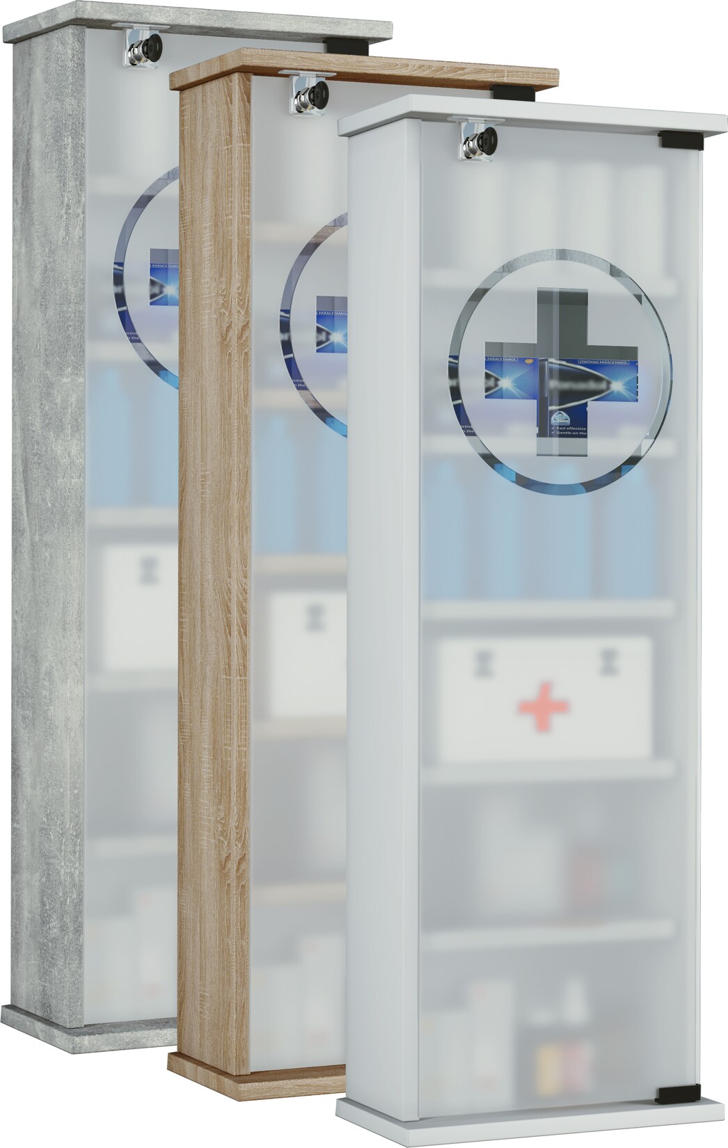 VCM Medizinschrank   Maße ca. H. 92 x B. 31 x T. 18 cm   Apothekerschrank abschließbar   Arzneischrank – Gusal | 04051814404207