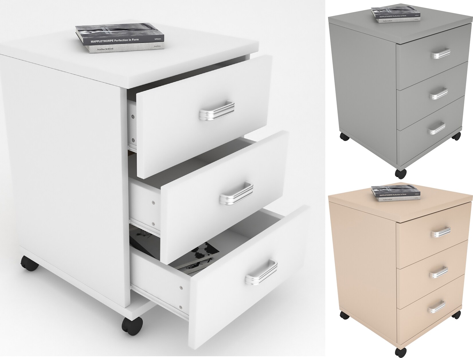 VCM Rollcontainer Beistellcontainer mit Schubladen Maße ca. H. 58 x B. 45 x T. 44 cm Bürocontainer – Tobila