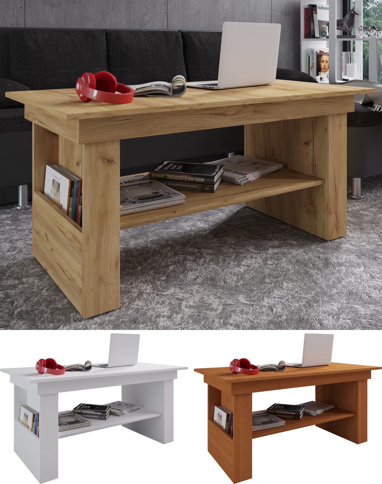 VCM Holz Couchtisch schlicht   Maße ca. H. 52 x B. 115 x T. 58 cm   Wohnzimmertisch – Kobila | 04051814404979