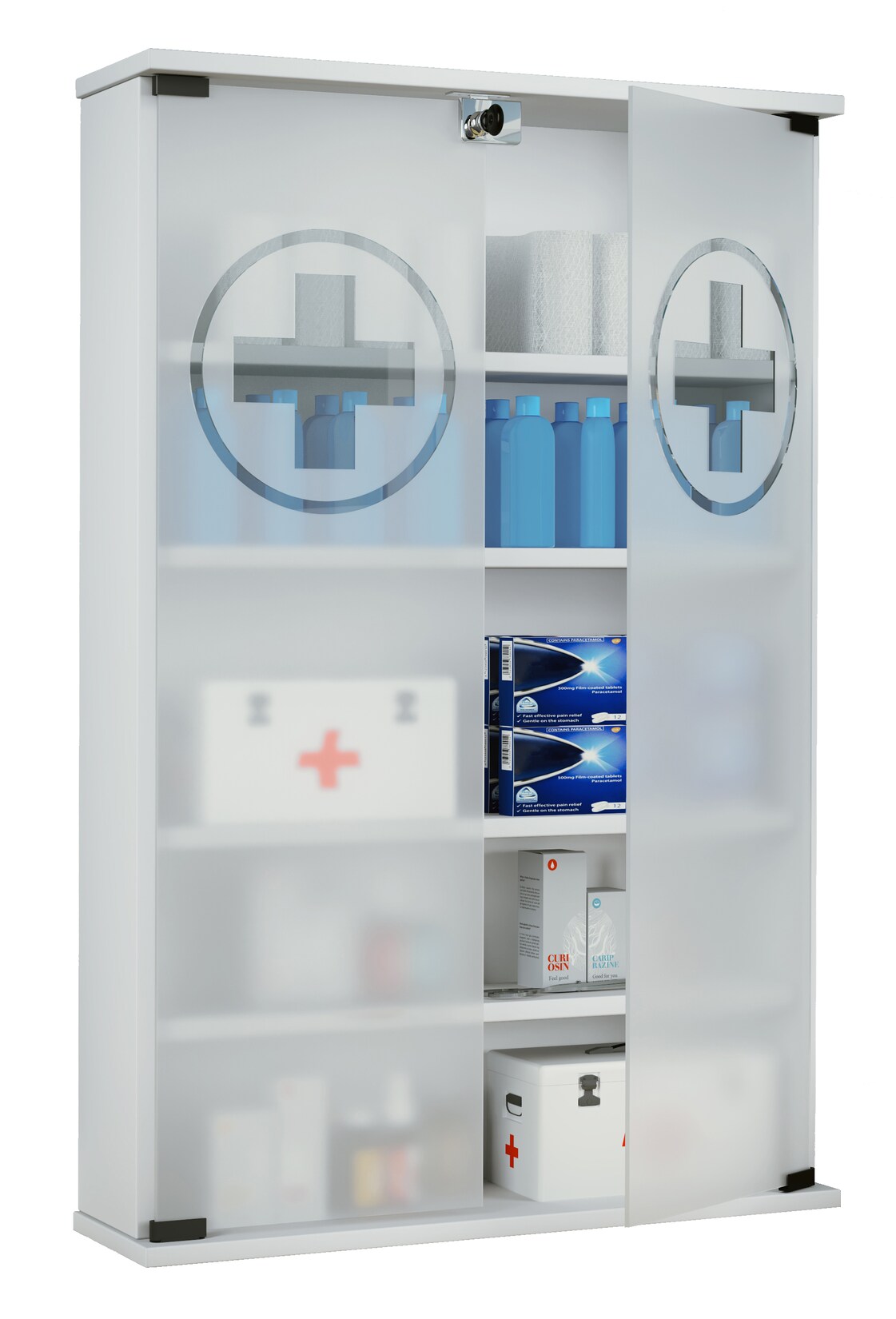 VCM Medizinschrank   Maße ca. H. 91 x B. 60 x T. 17 cm   Apothekerschrank abschließbar mit zwei Drehtüren   Arzneischrank – Honula | 04051814406881