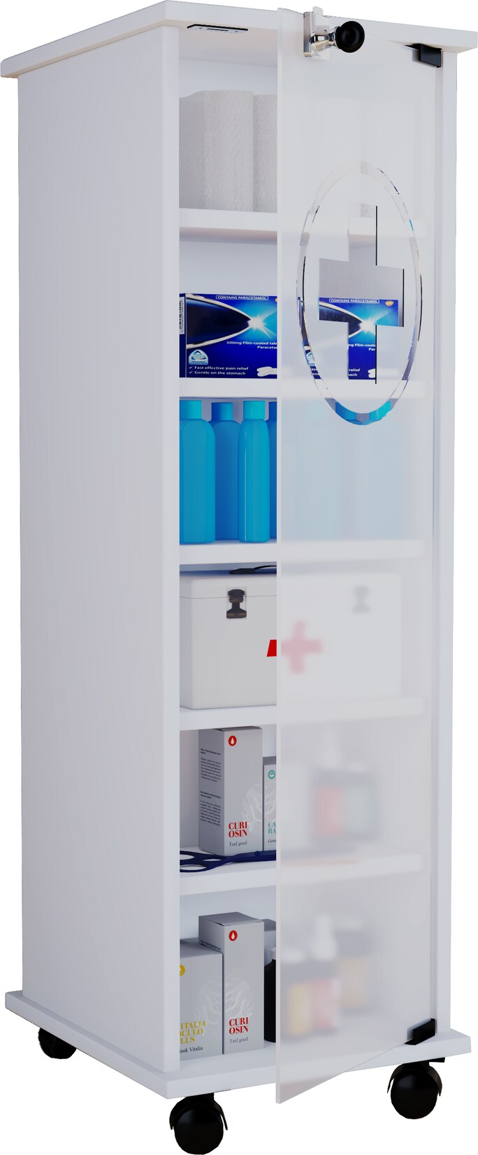 VCM Medizinschrank   Maße ca. H. 98 x B. 31 x T. 35 cm   Apothekerschrank abschließbar   rollbar   Arzneischrank – Nilusa | 04051814406911