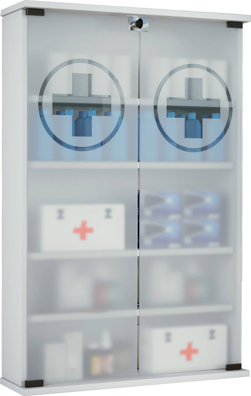 VCM Medizinschrank   Maße ca. H. 91 x B. 60 x T. 17 cm   Apothekerschrank abschließbar   hängend   Arzneischrank – Janula | 04051814406942