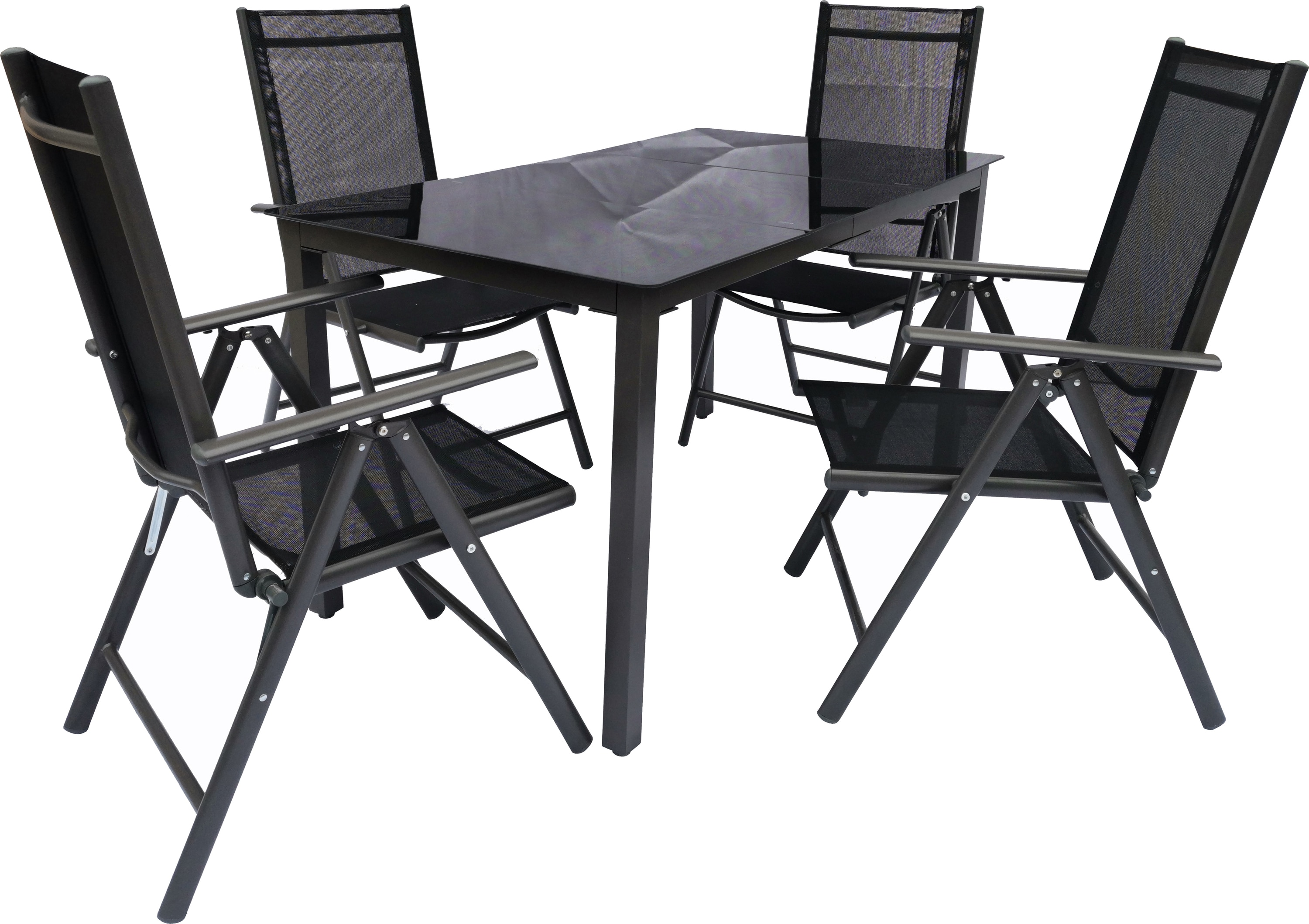 VCM 5-tlg Gartenm&ouml;bel Set | Sitzgruppe Essgruppe | 1xTisch, 4x St&uuml;hle | Tisch Ma&szlig;e ca. H. 76 x B. 140 x T. 80 cm | Garten Set &ndash; St&uuml;hle 140 SW - Bild 1