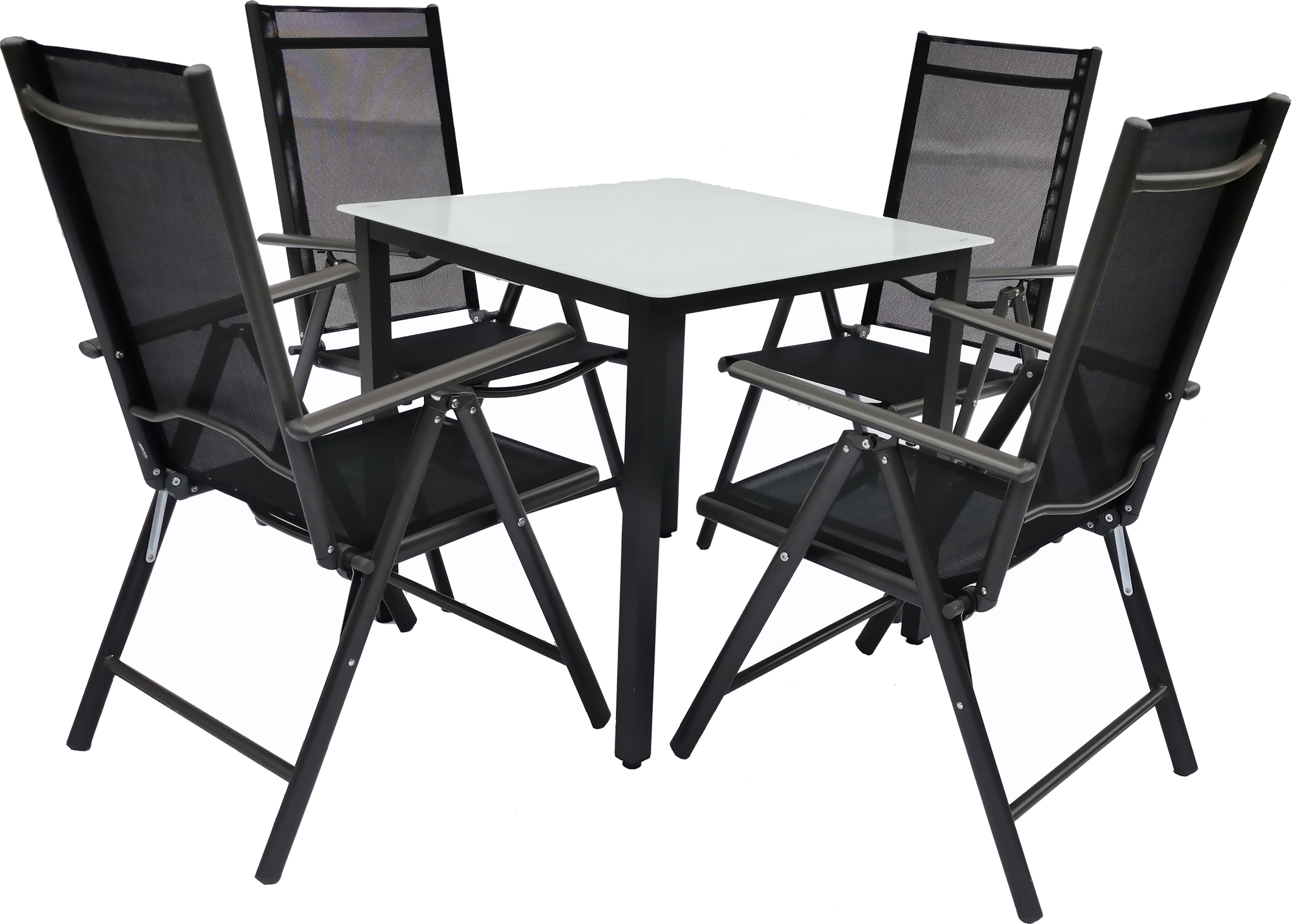 VCM 5-tlg Gartenm&ouml;bel Set | Sitzgruppe Essgruppe | 1xTisch, 4x St&uuml;hle | Tisch Ma&szlig;e ca. H. 76 x B. 80 x T. 80 cm | Garten Set &ndash; St&uuml;hle 80 MA - Bild 1