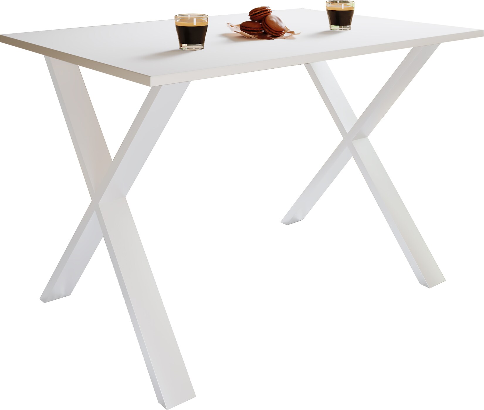 VCM Holzesstisch H. 76 x B. 140 x T. 80 cm hochwertiges und massives Fußgestell Füße aus Eisen Küchentisch - Xona U