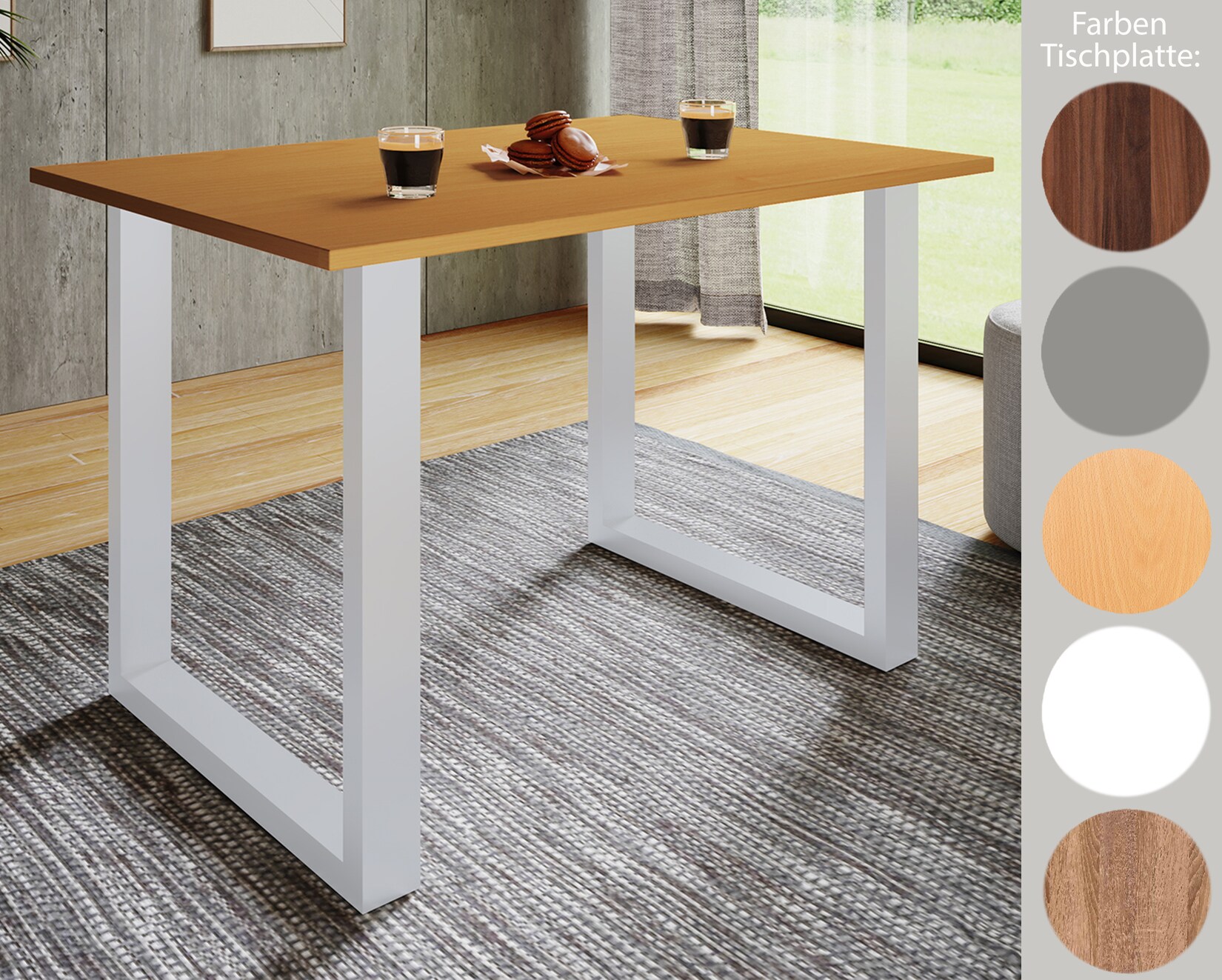VCM Premium Holz Esstisch H. 76 x B. 80 x T. 50 cm Küchentisch Speisetisch Tisch Xona U