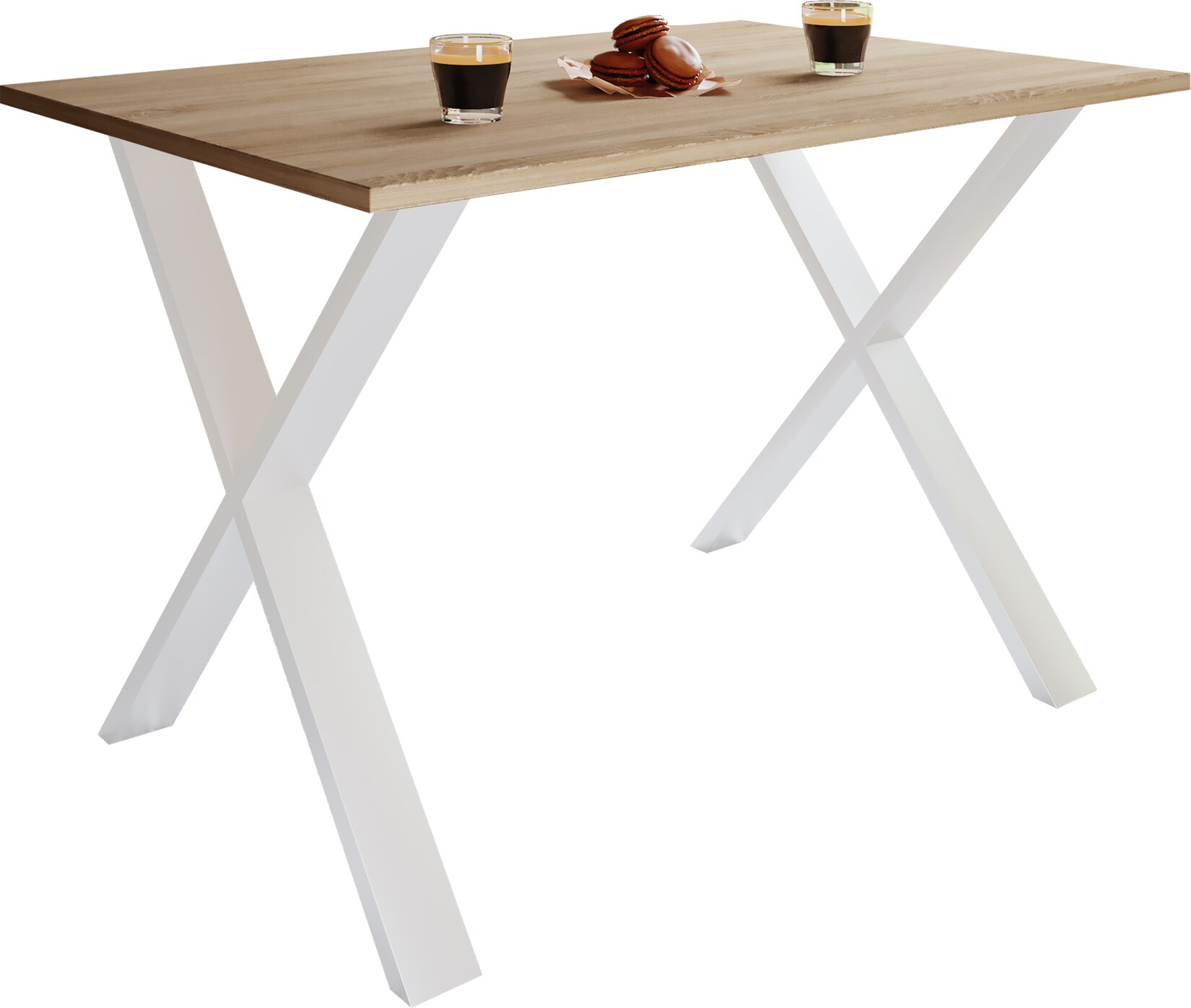 VCM Holzesstisch H. 76 x B. 110 x T. 80 cm hochwertiges und massives Fußgestell Füße aus Eisen Küchentisch - Xona U