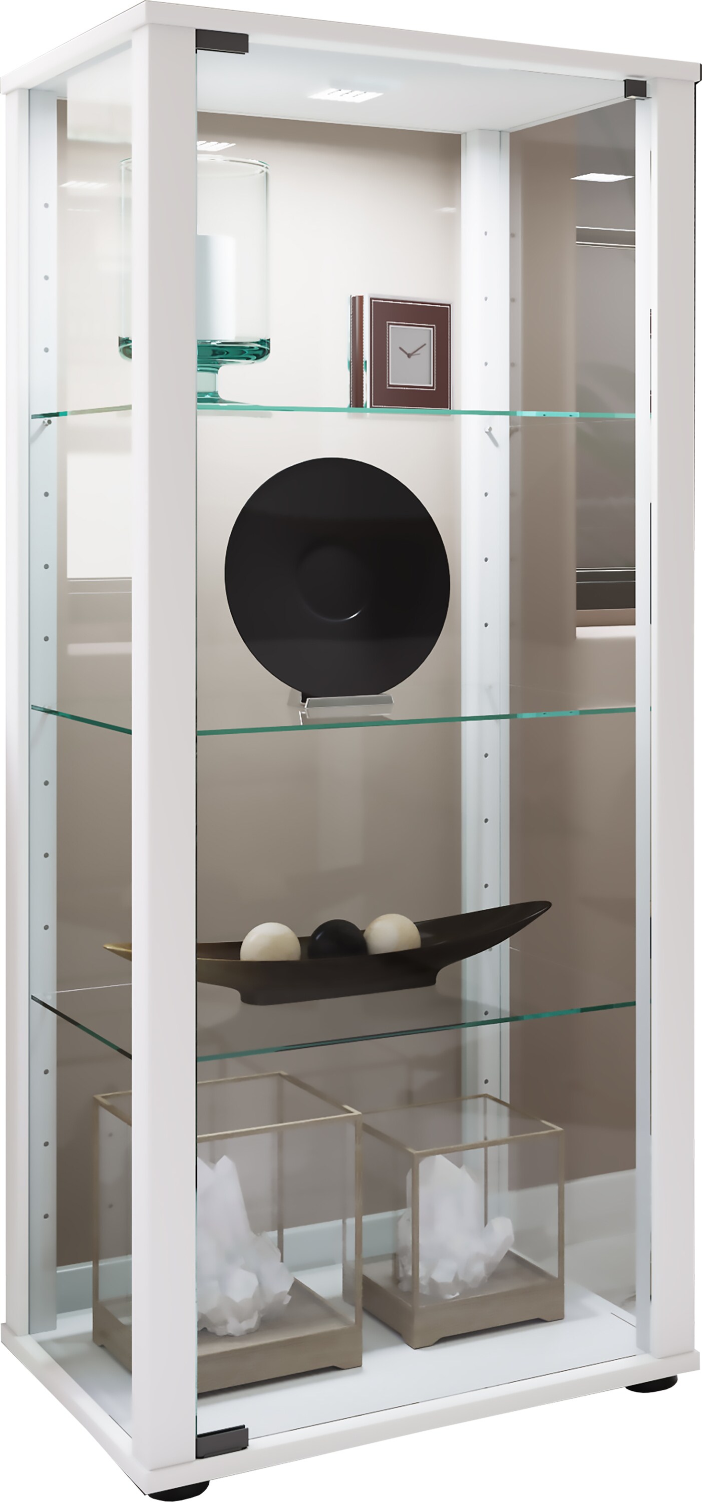 VCM Glasvitrine stehend | Vitrine Glas mit ESG-Sicherheitsglas| Maße ca. H. 88 x B. 67 x T. 23 cm | Standvitrine Glas | Modern und platzsparend | Glas Vitrinenschrank – Vecko L bei online bestellen