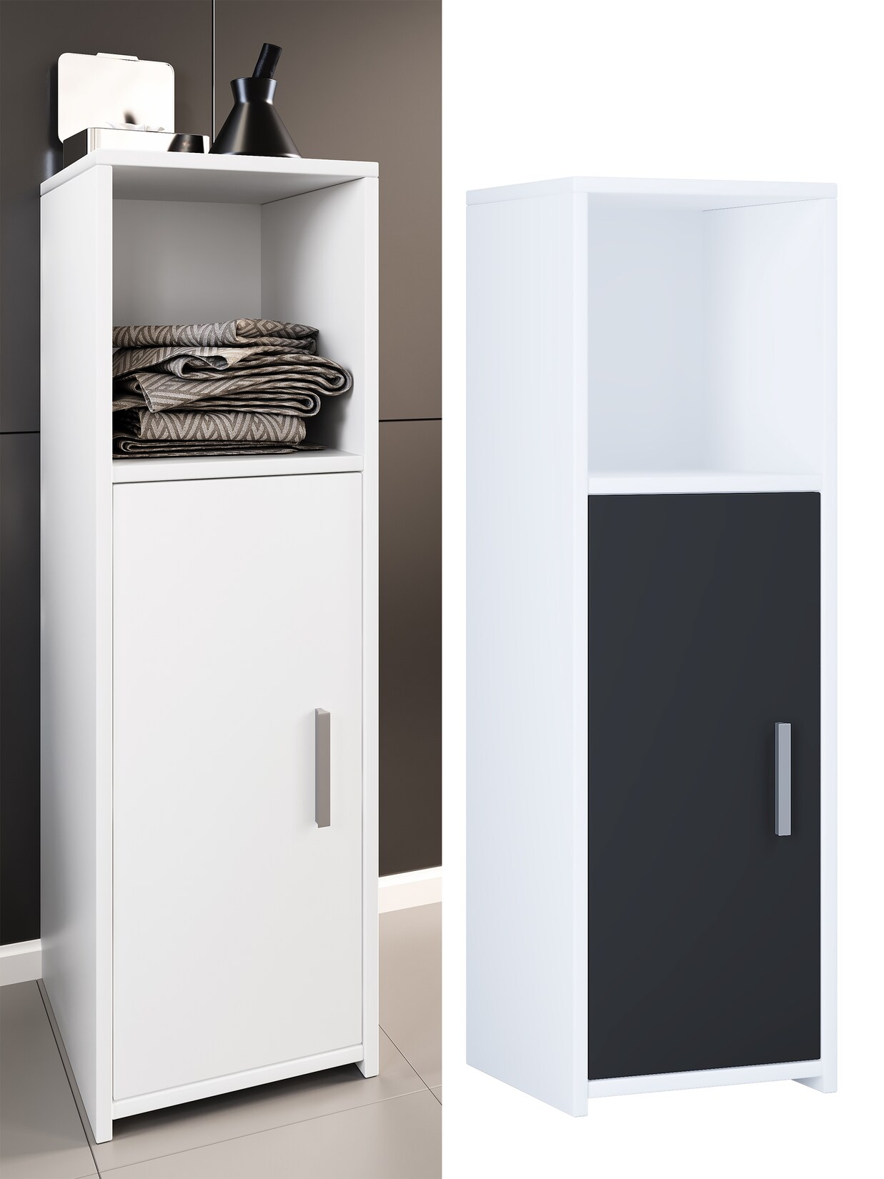 VCM Holz Midischrank Maße: H. 95 x B. 30 x T. 30 cm   1 Drehtür und 1 offenes Fach – Zalo L | 04051814409301