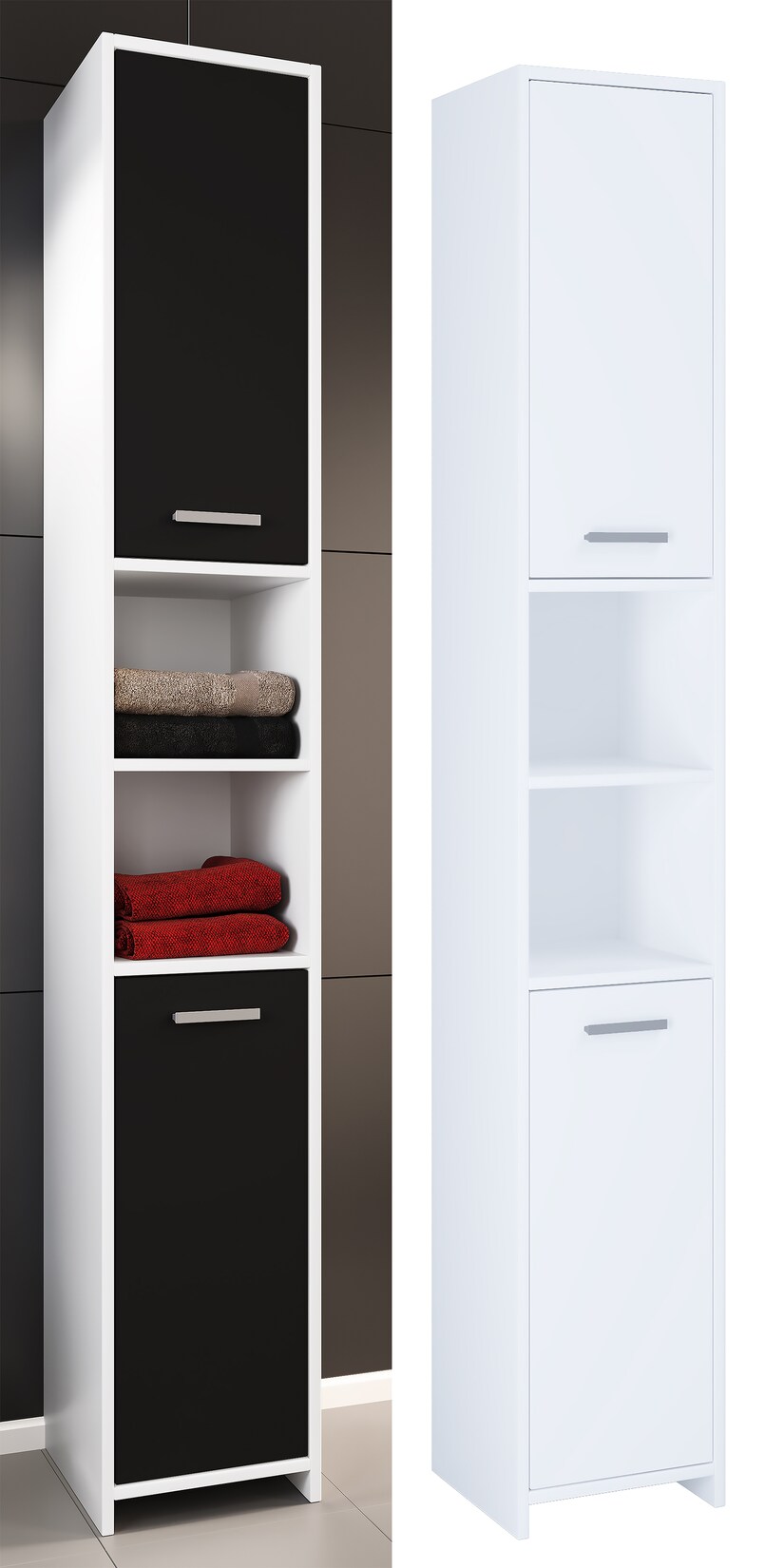 VCM Holz Badezimmerschrank   Badmöbel   Stand Badschrank   Badezimmer   Hochschrank   Maße ca. H. 180 x B. 30 x T. 30 cm – Zalo | 04051814409394