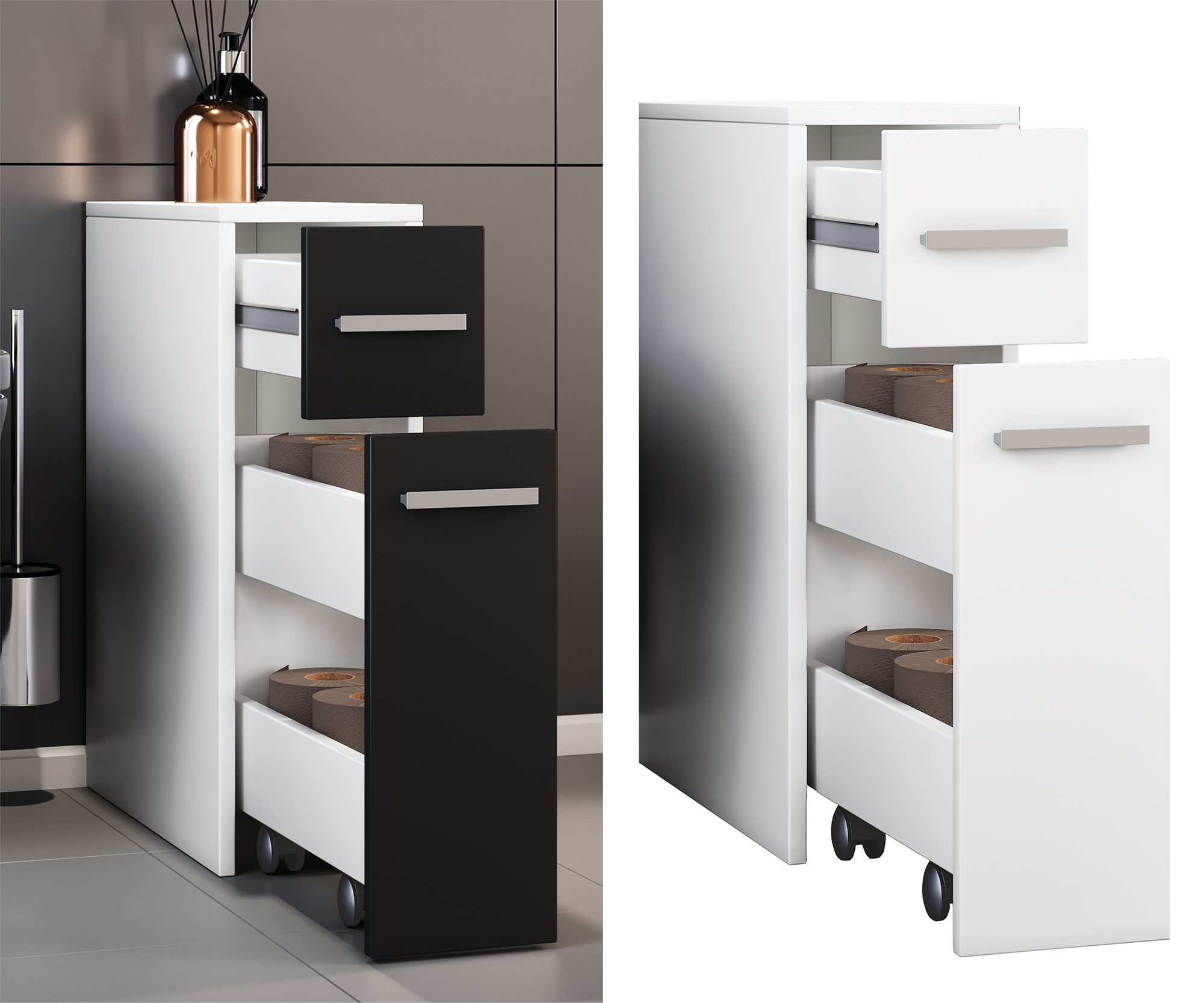 VCM Holz Midischrank | Nischenschrank | Ma&szlig;e: H. 61 x B. 20 x T. 45 cm | Raumteiler | 2 Schubladen - Zalo - Bild 1