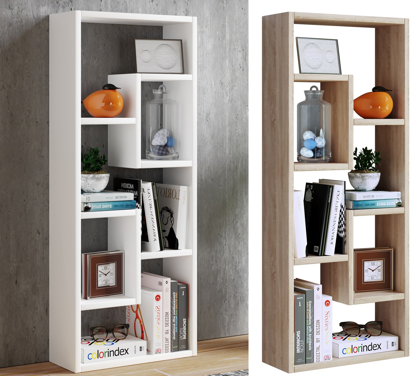 VCM Holz Aufbewahrung    Bücherregal   Maße H. 92 x B. 36 x T. 15 cm   Medienregal   schicker Blickfang Raumteiler   Standregal – Vilo | 04051814409493