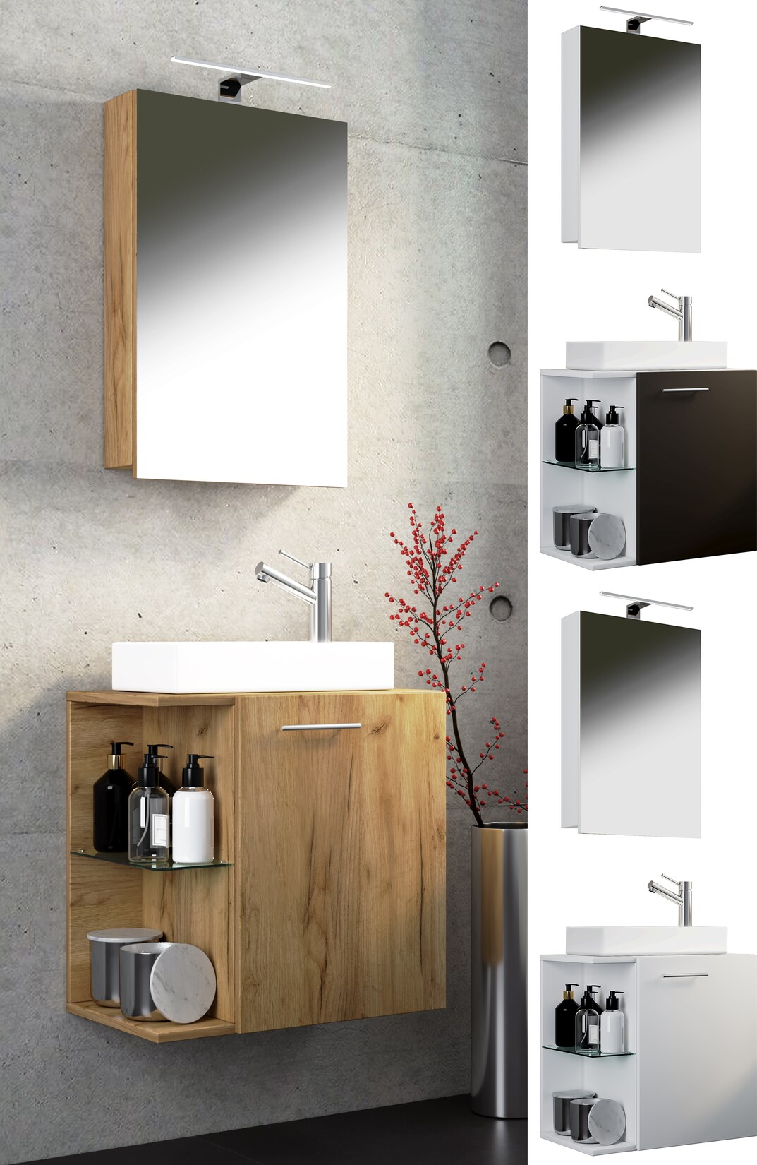 VCM 3-tlg Set Waschplatz für Gäste WC Gästebad Waschtisch Toilette Badezimmer Set - Hausa SC