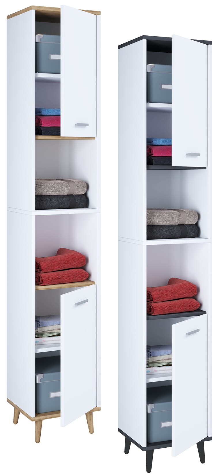 VCM Holz Badezimmerschrank   Badmöbel   Stand Badschrank   Badezimmer   Hochschrank   Maße ca. H. 181 x B. 32 x T. 28 cm – Landos | 04051814410772