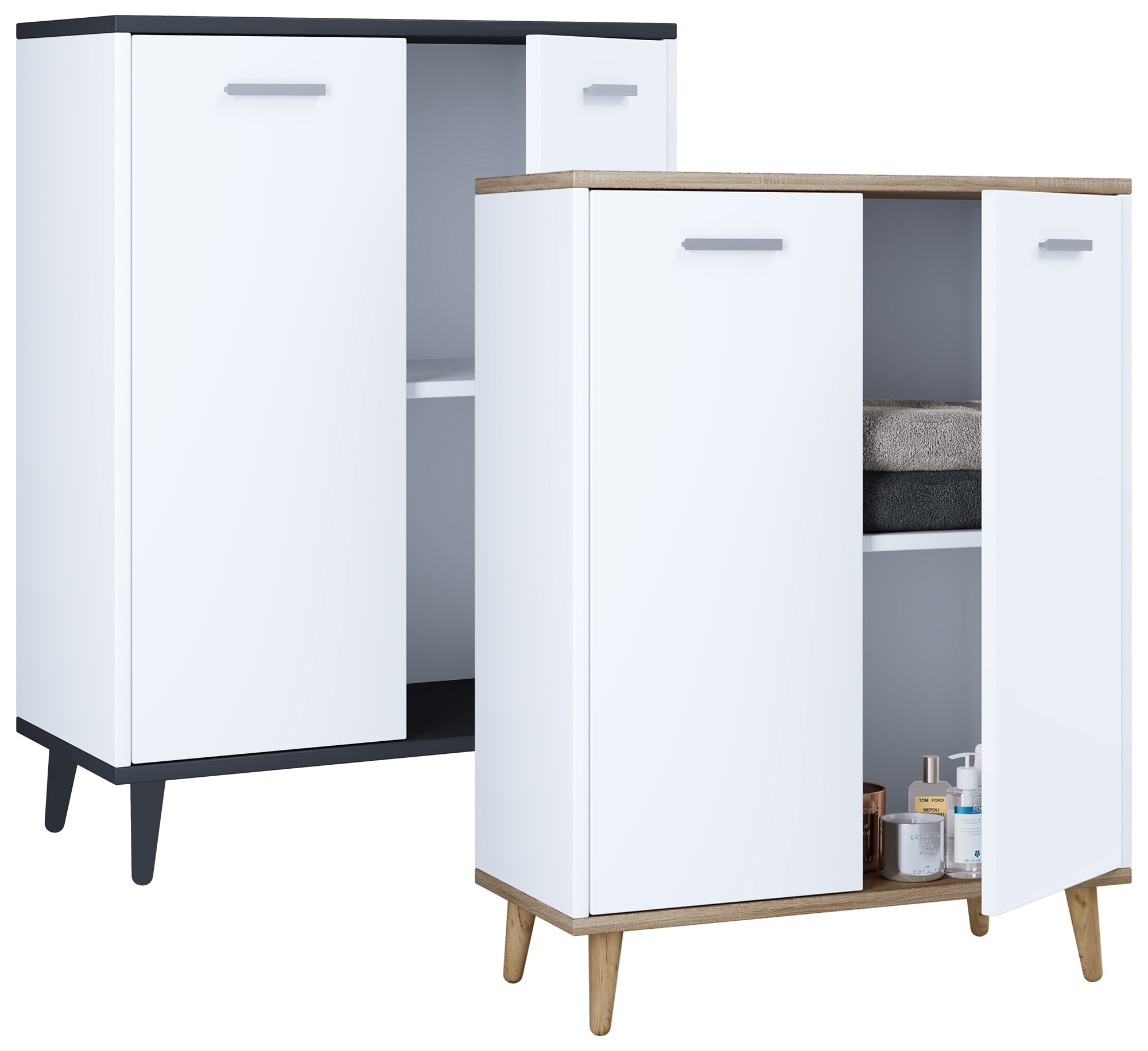 VCM Holz Kommode | Sideboard mit 2 Dreht&uuml;ren | Ma&szlig;e ca. H. 81 x B. 60 x T. 28 cm - Lindas - Bild 1