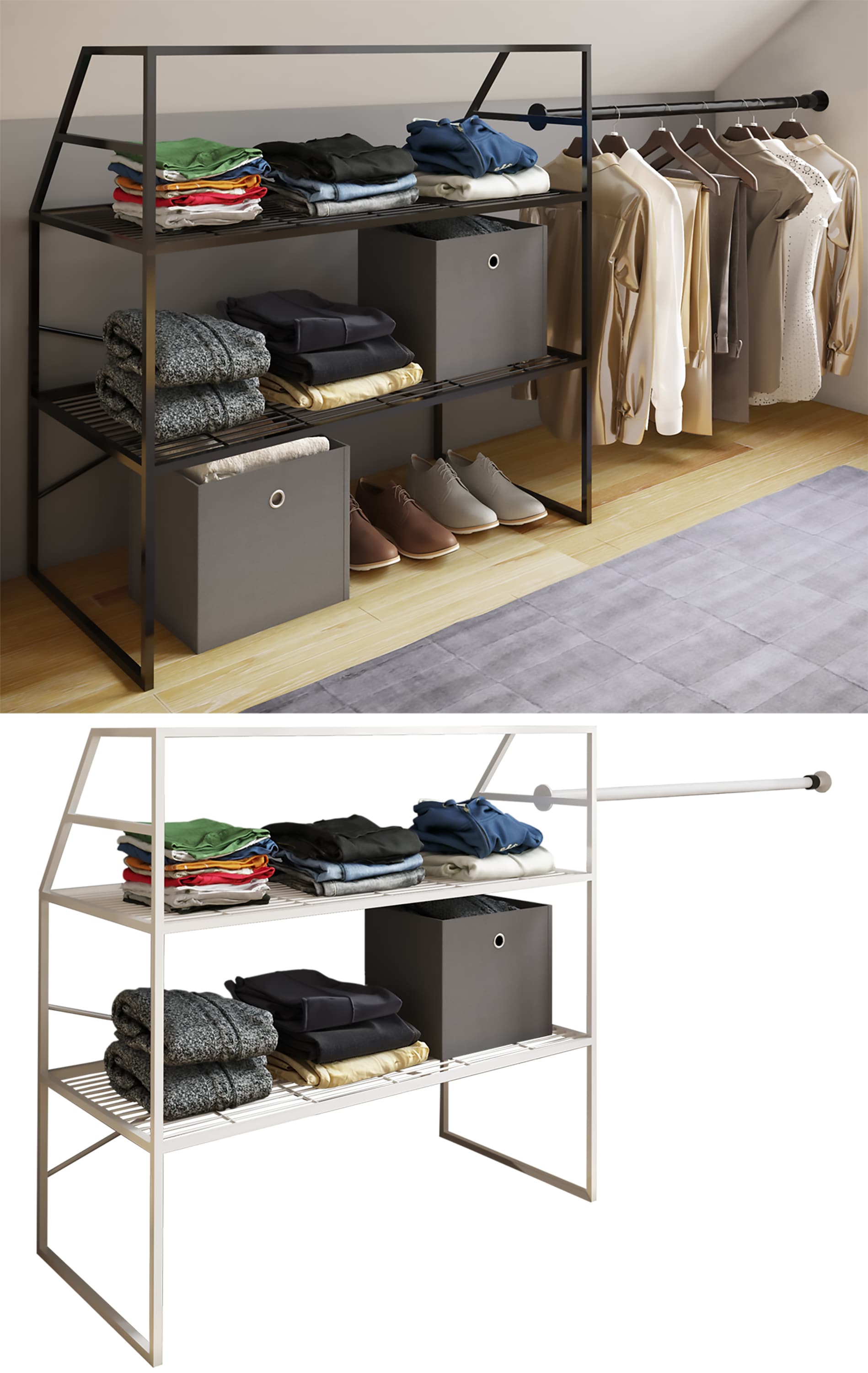 VCM Metall Kleiderschrank |offener Schrank | begehbarer |Dachschr&auml;gen Regal | Ma&szlig;e ca. B. 100 x H. 100 x T. 50 cm - Disal - Bild 1