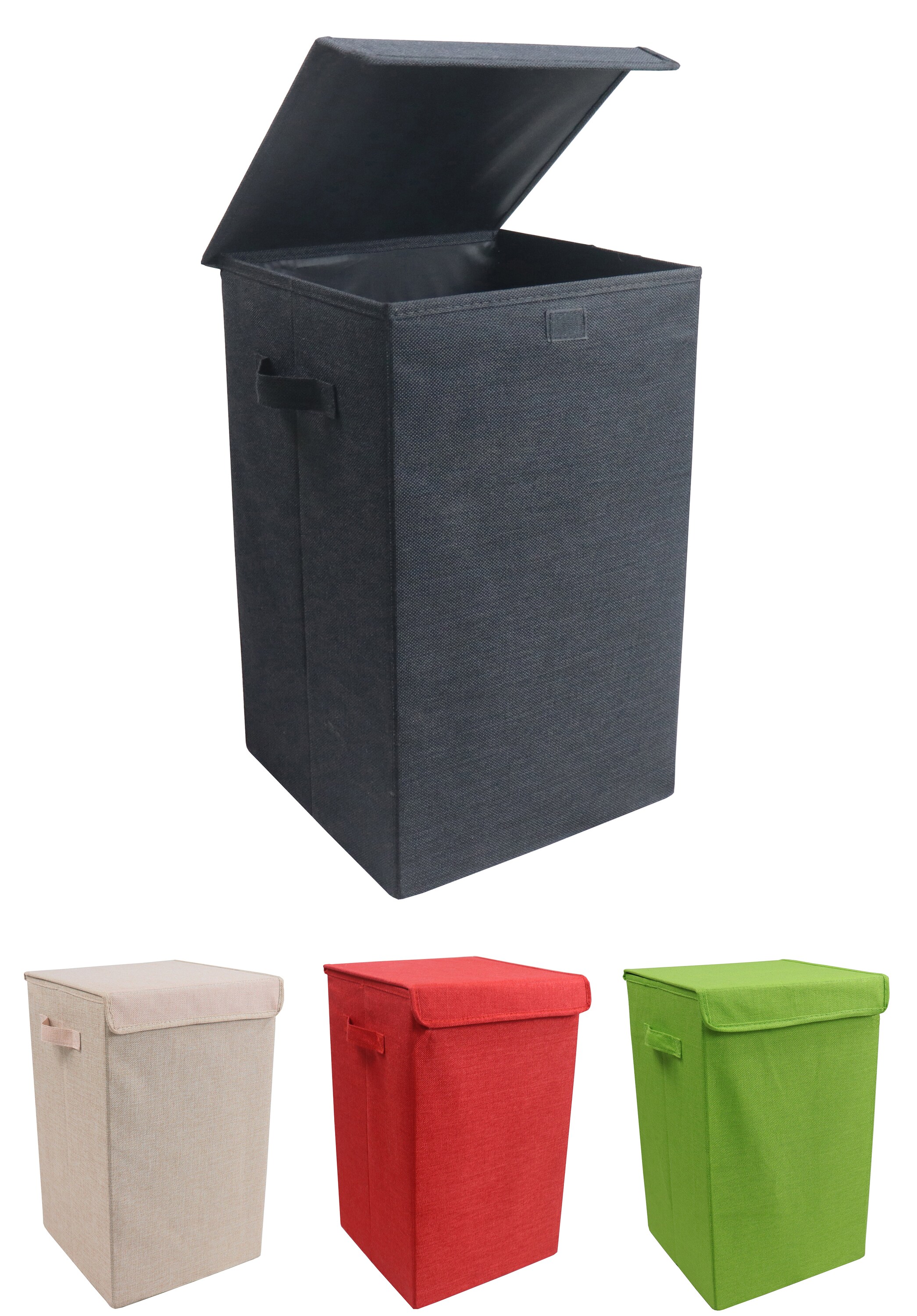 VCM W&auml;schekorb | Stoff W&auml;schebox | W&auml;schetruhe | Ma&szlig;e ca. H. 50 x B. 30 x T. 30 cm | Stoffbox mit Deckel - Dreso M - Bild 1