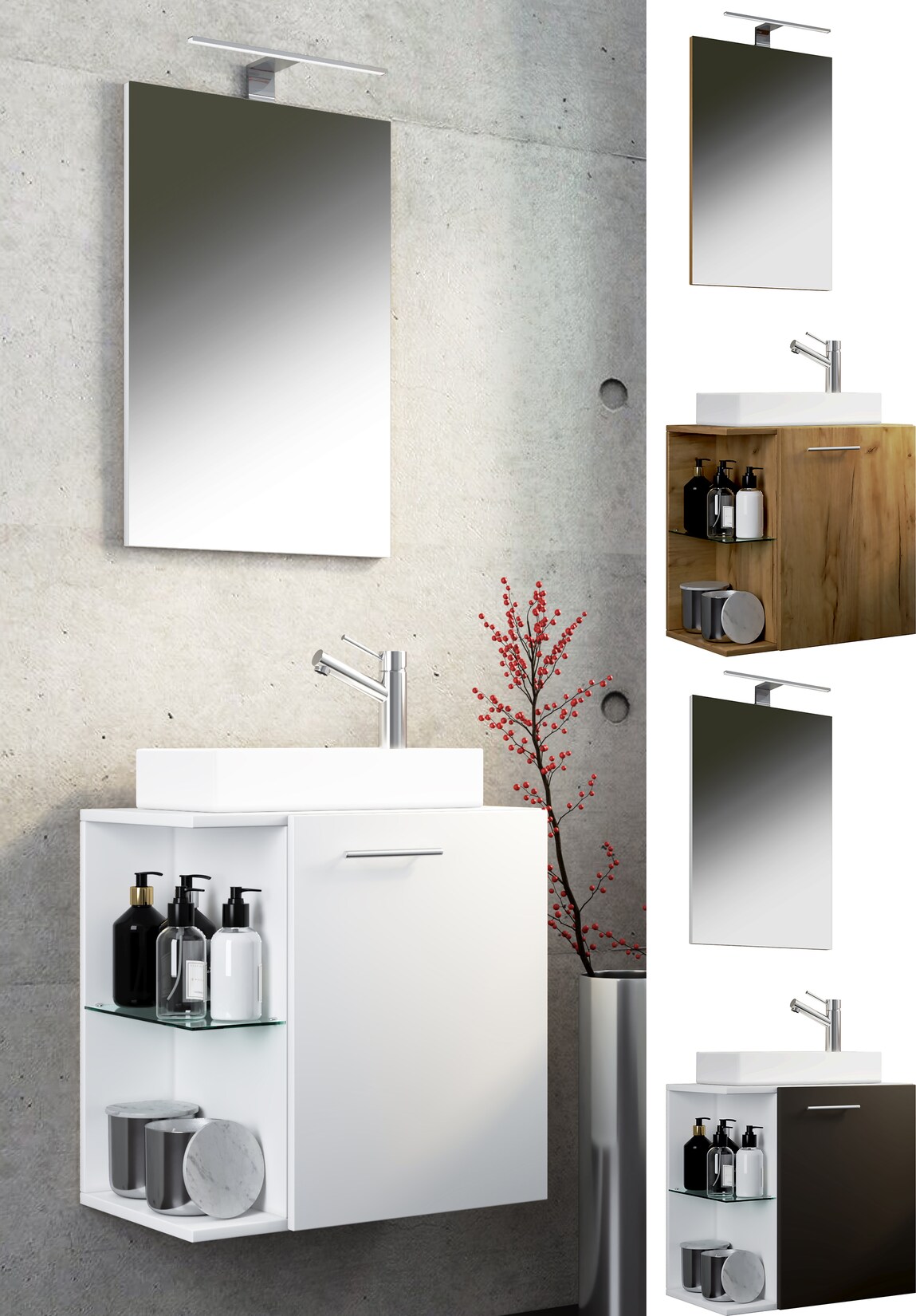 VCM Waschtisch "3-tlg Gäste WC Waschplatz Waschtisch Hausa Spiegel" 3 Stk. tlg.