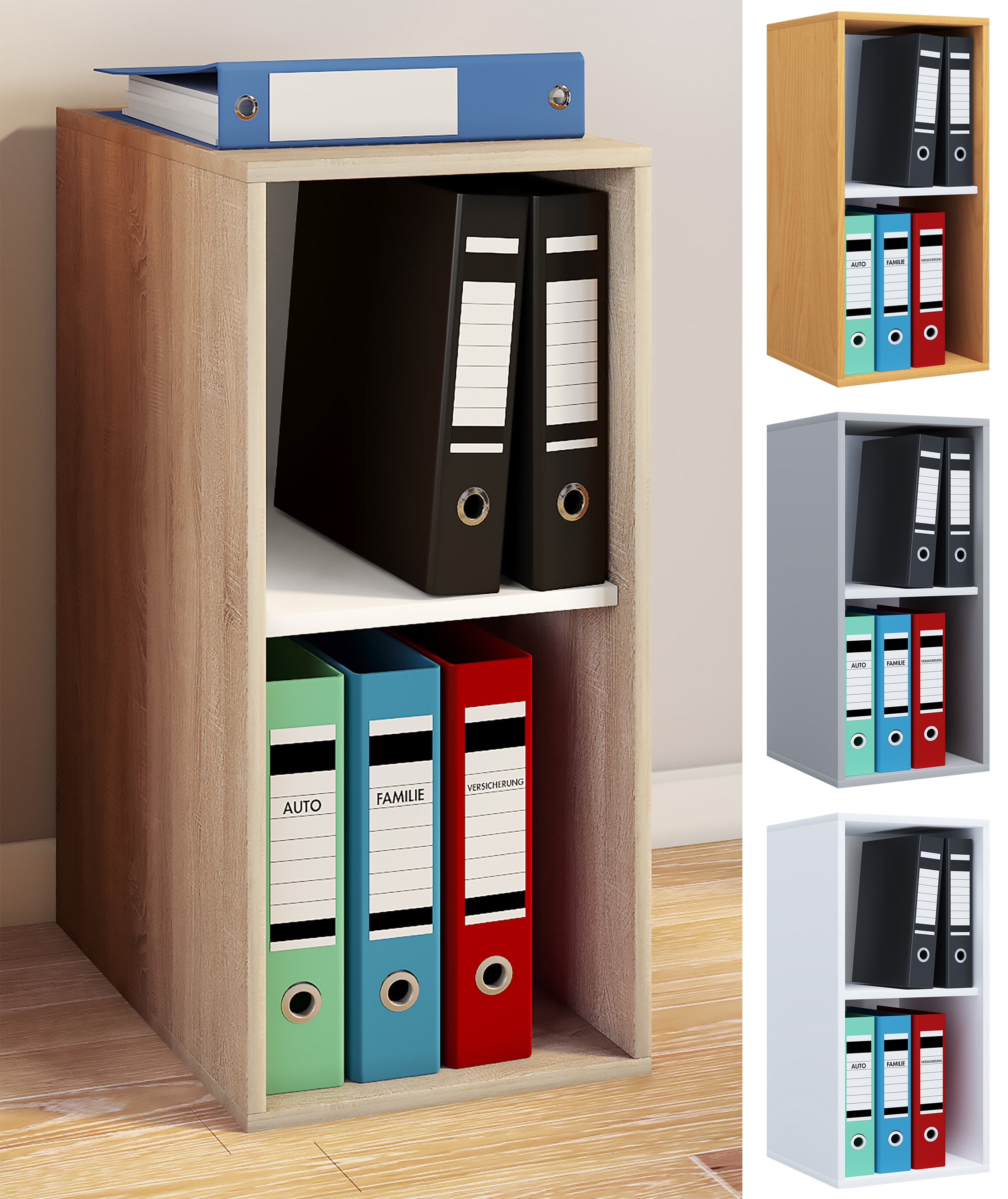 VCM Holzregal stehend | platzsparender Aktenschrank | Ma&szlig;e ca. H. 74 x B. 35 x T. 37 cm | Elegantes Regal | B&uuml;roregal &ndash; Lona I 2f - Bild 1